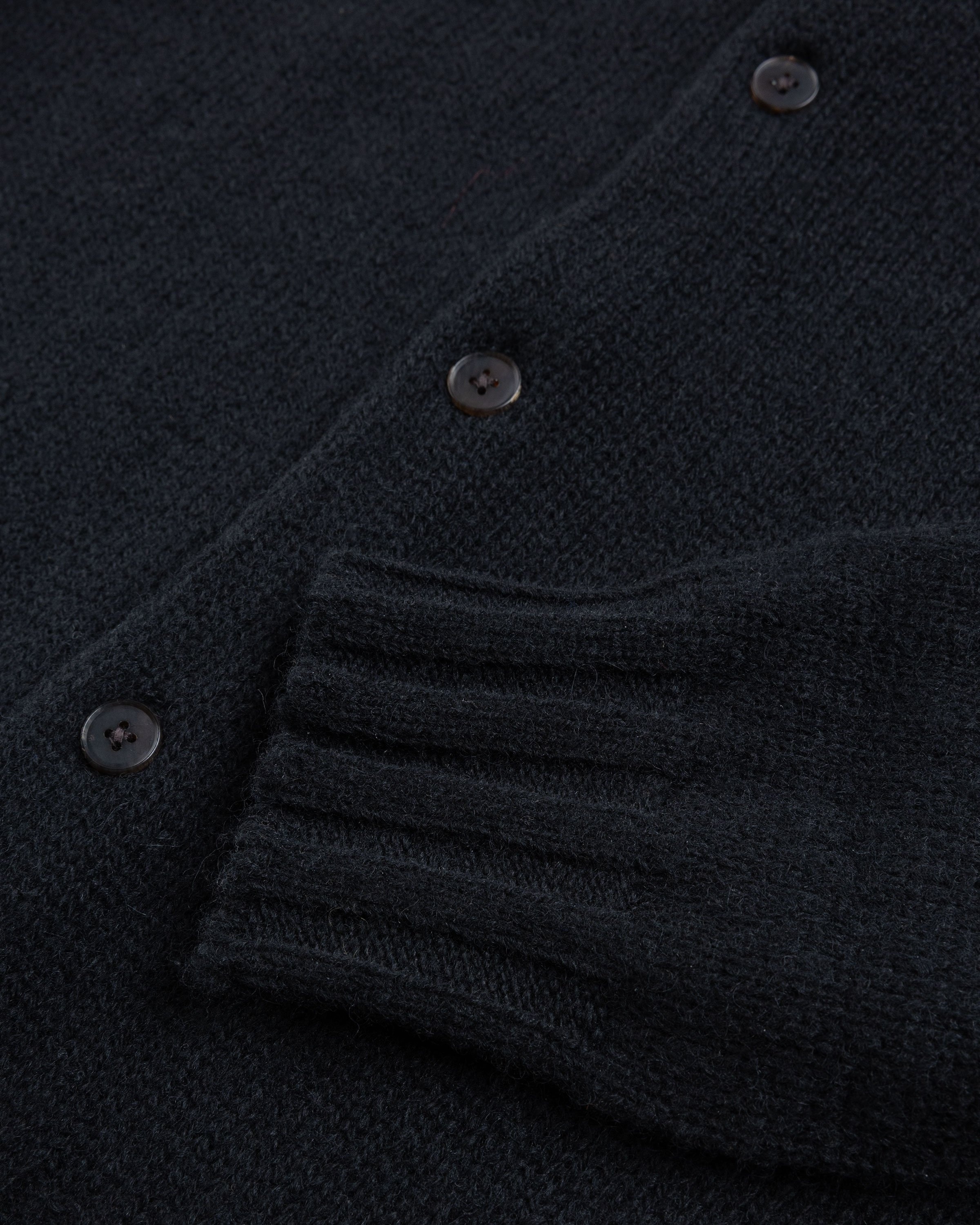 Auralee – Shetland Wool Cashmere Knit Cardigan Black - Knitwear - Black - Image 6