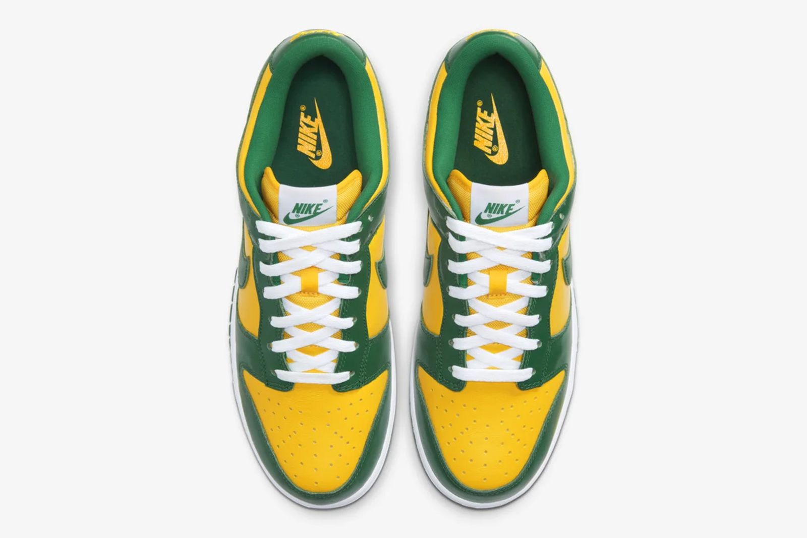 Nike SB Dunk Low Brazil yellow green and white product shot