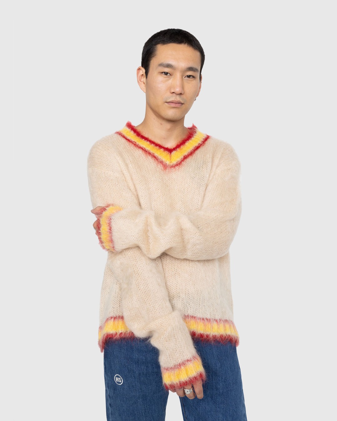 Marni – Mohair Sweater Beige Multi - Knitwear - Pink - Image 2