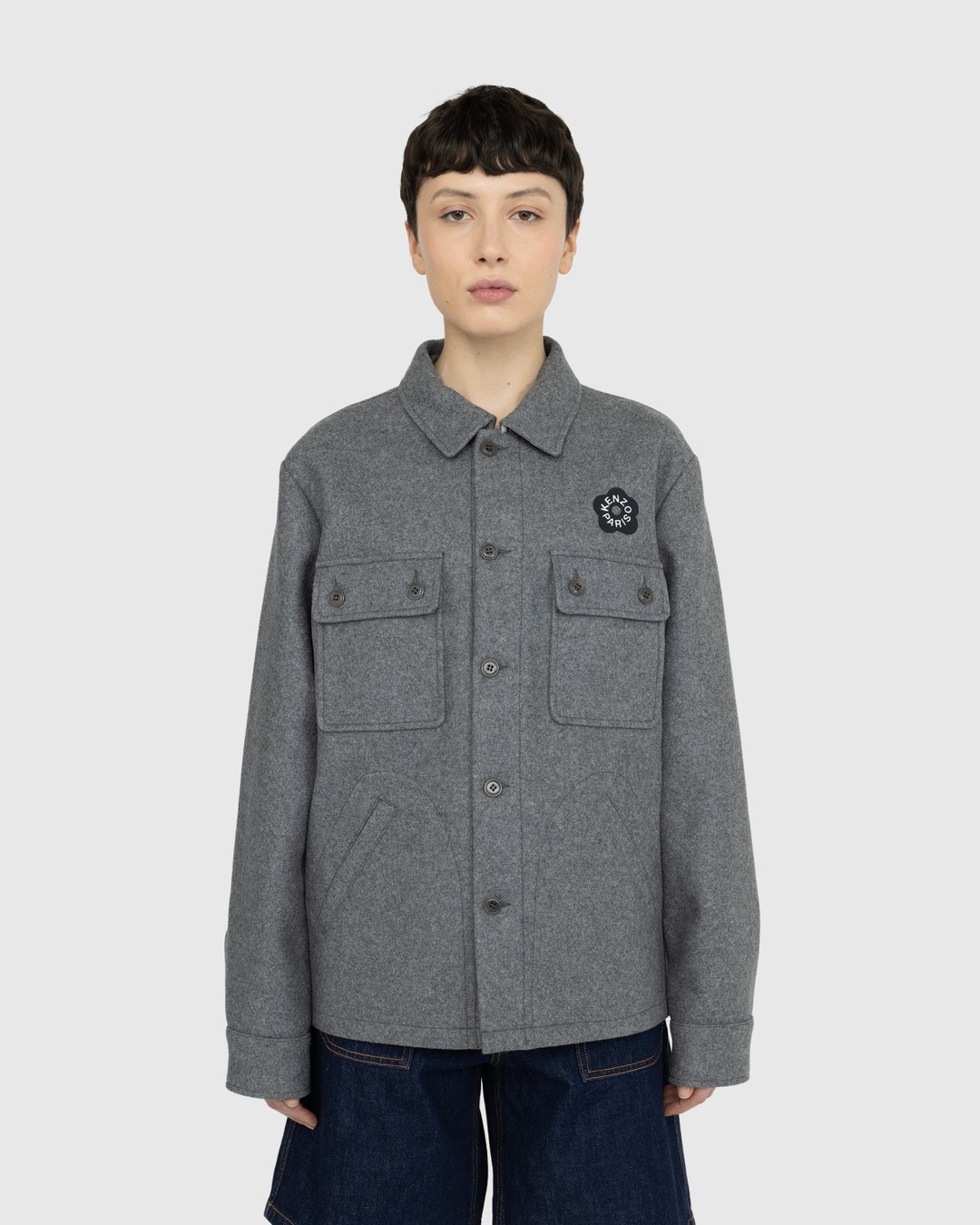 Kenzo – Wool ‘BOKE FLOWER 2.0’ Overshirt - Shirts - Grey - Image 2