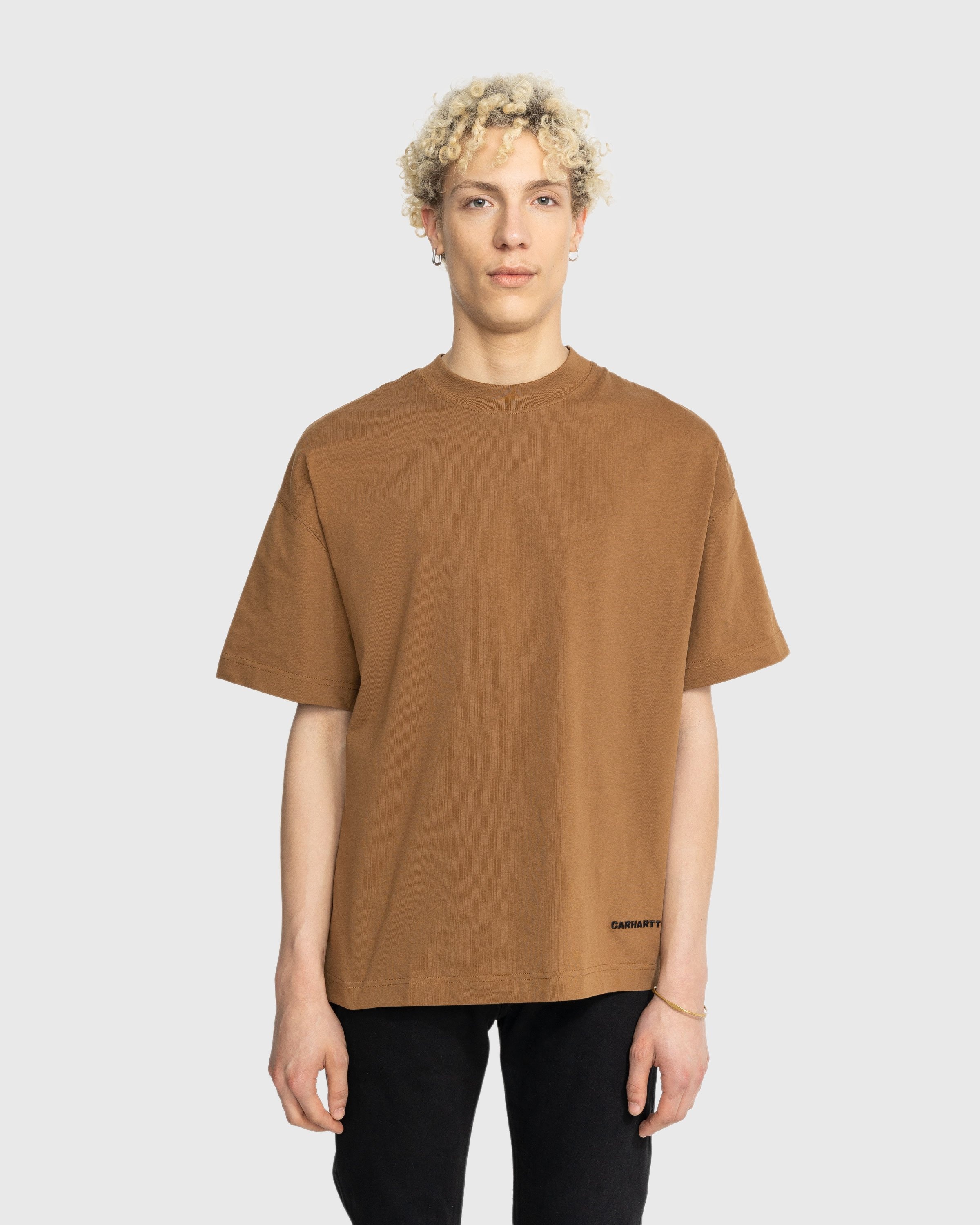 Carhartt WIP – Link Script T-Shirt Brown - Tops - Brown - Image 2