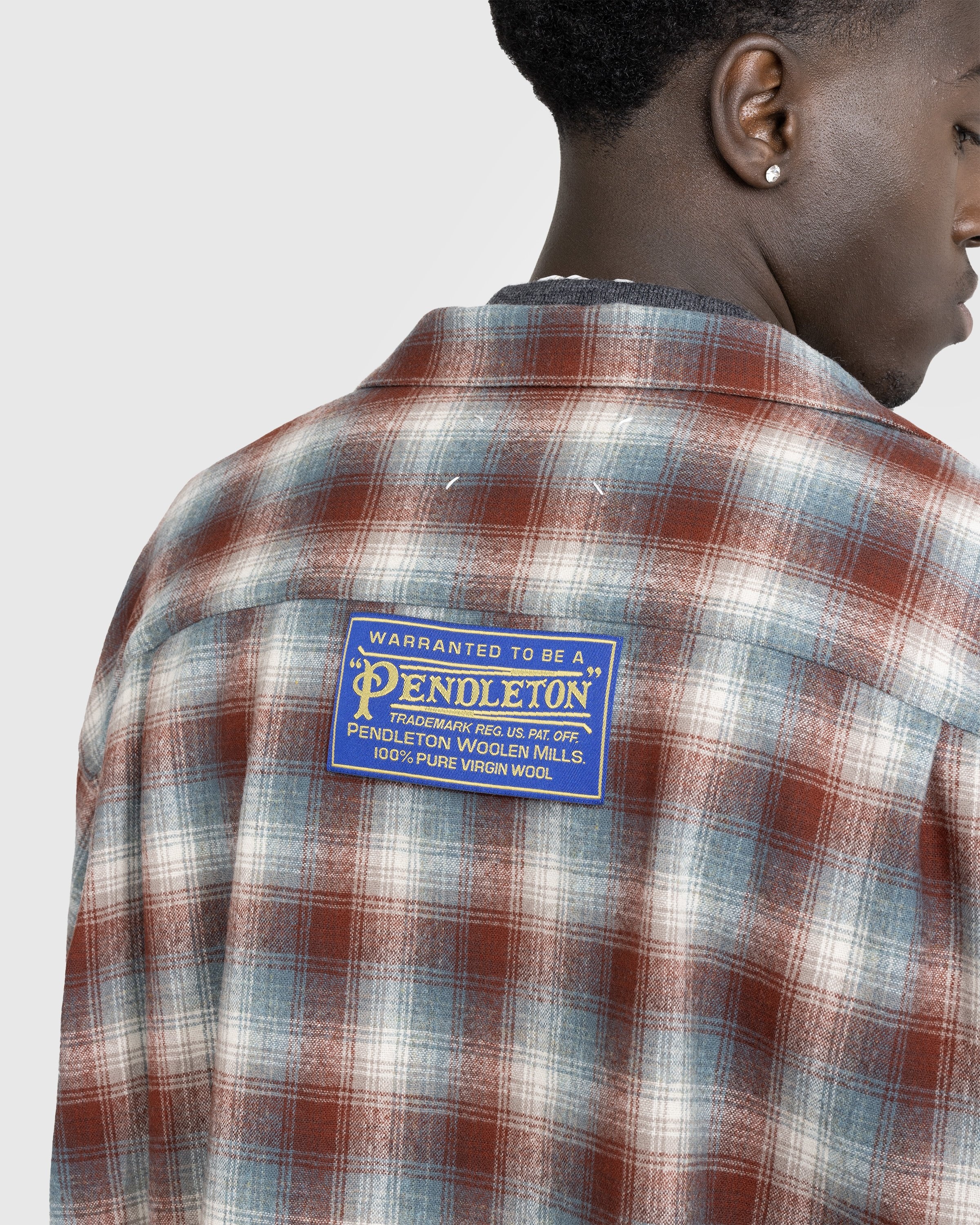 Maison Margiela – Oversized Check Wool Button-Down Shirt Multi - Shirts - Pink - Image 4