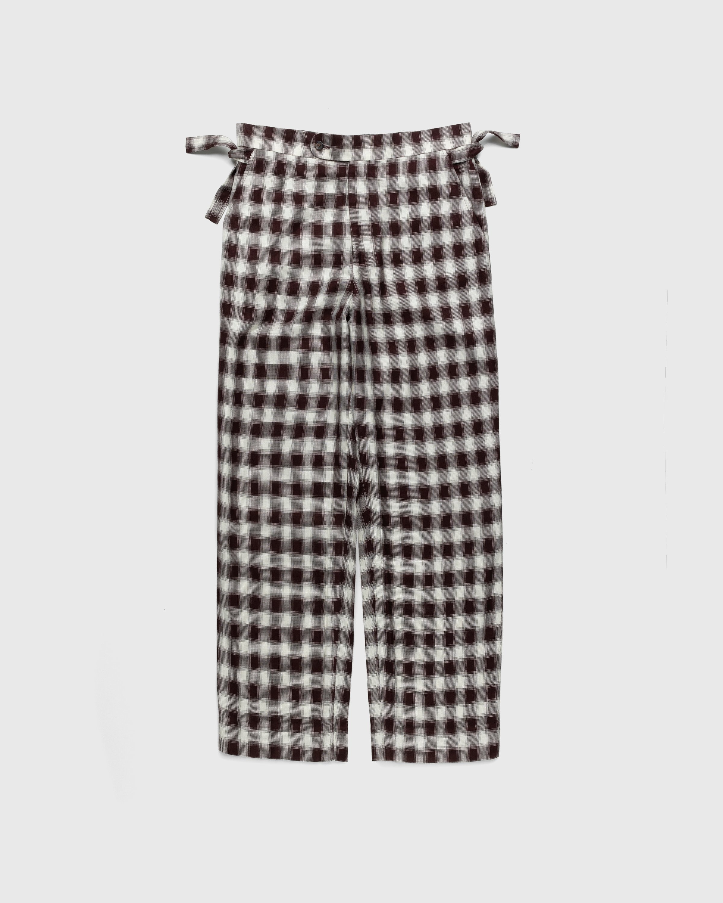 Plaid pants with tie store