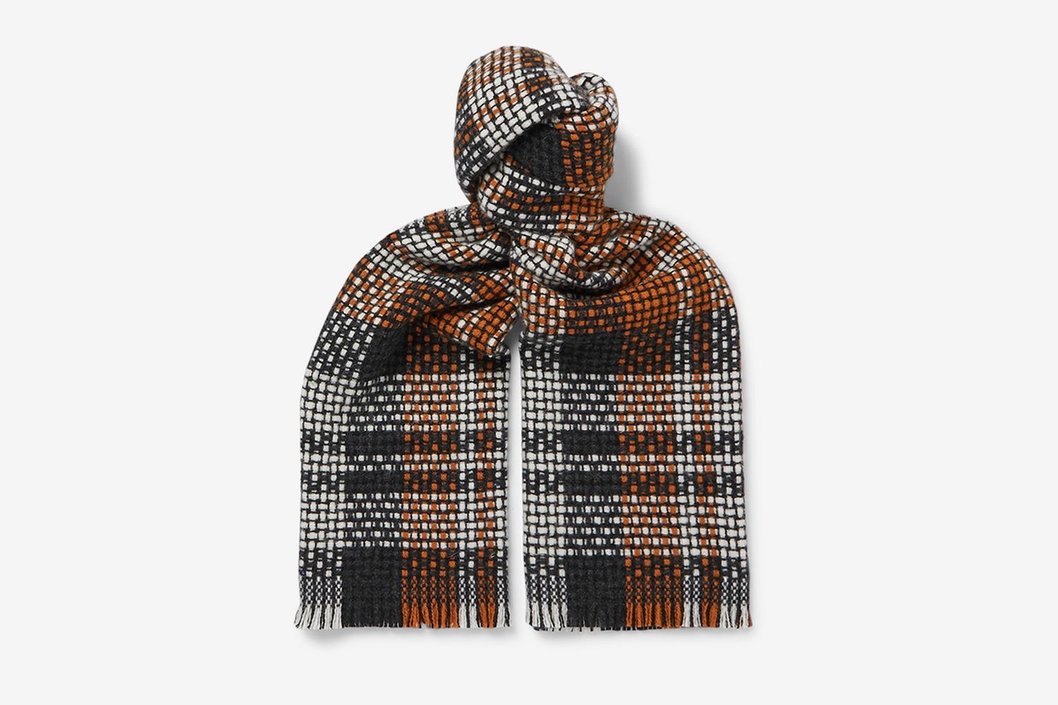 Fringed Checked Cashmere Scarf