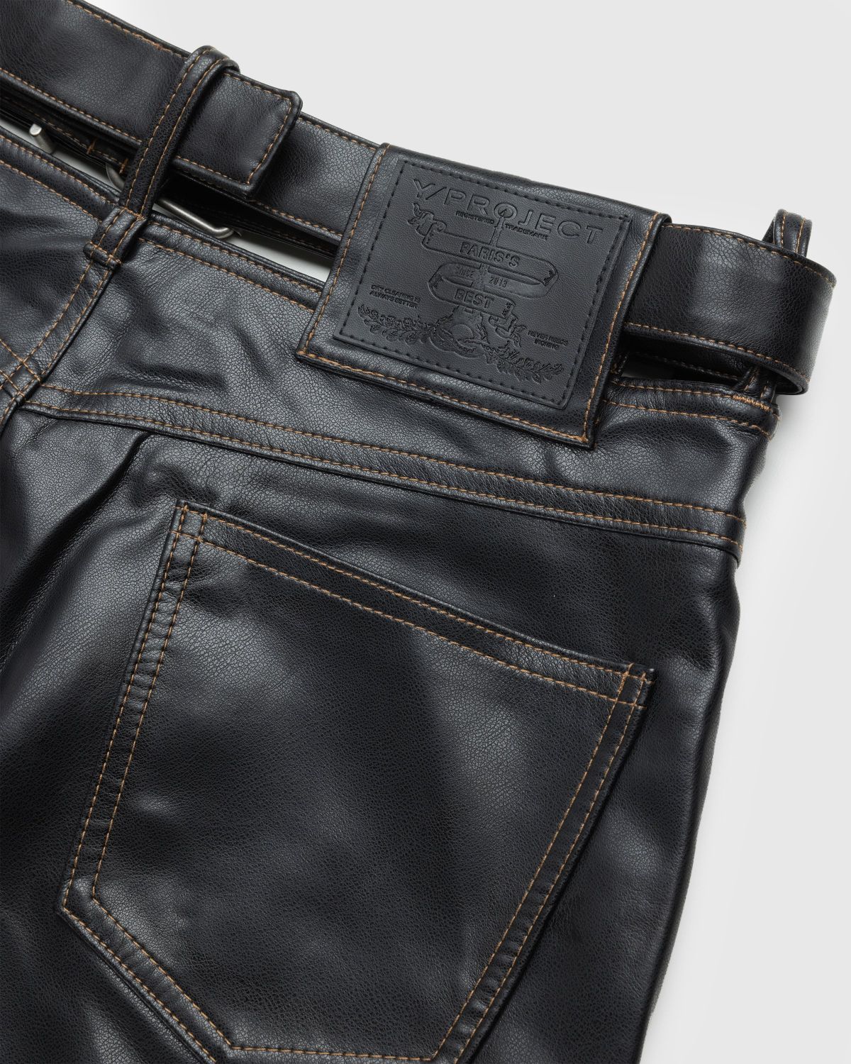 Y/Project – Y Belt Leather Pants Black - Pants - Black - Image 6