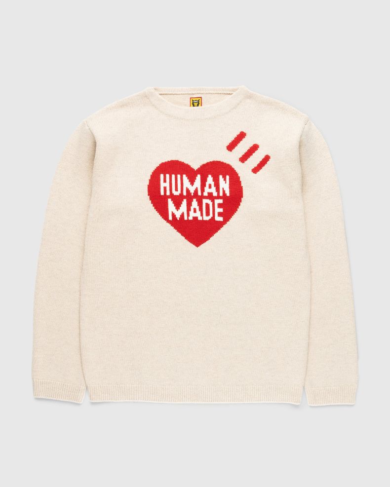 Heart Knit Sweater Beige