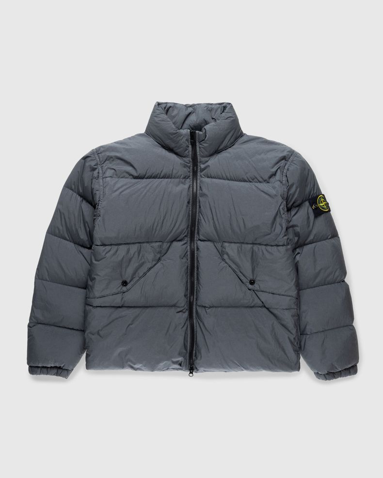 Garment-Dyed Recycled Nylon Down Jacket Lead Grey