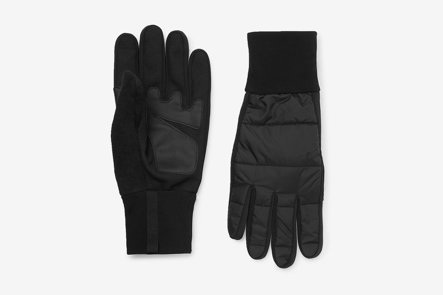 Panelled Shell And Faux Leather Gloves