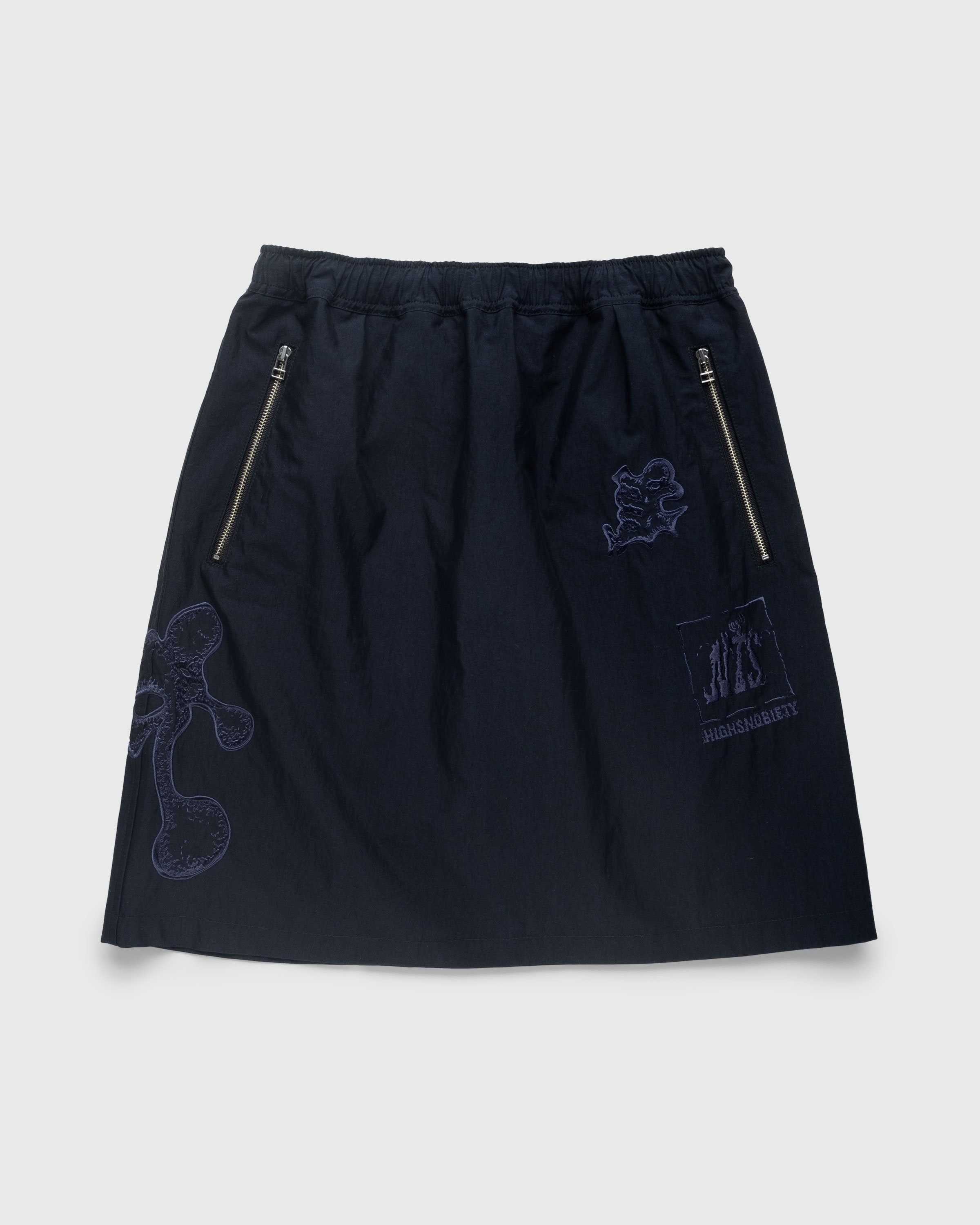 NTS x Highsnobiety – Brushed Nylon Skirt Navy - Skirts - Black - Image 1