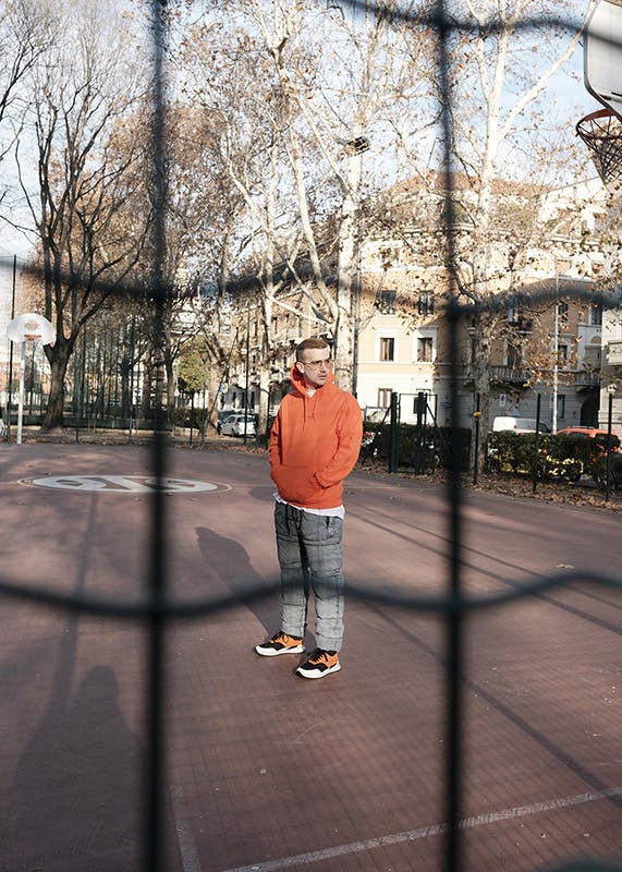 Federico Schwartz wears Supreme, Stone Island and Backyard Tattoo.