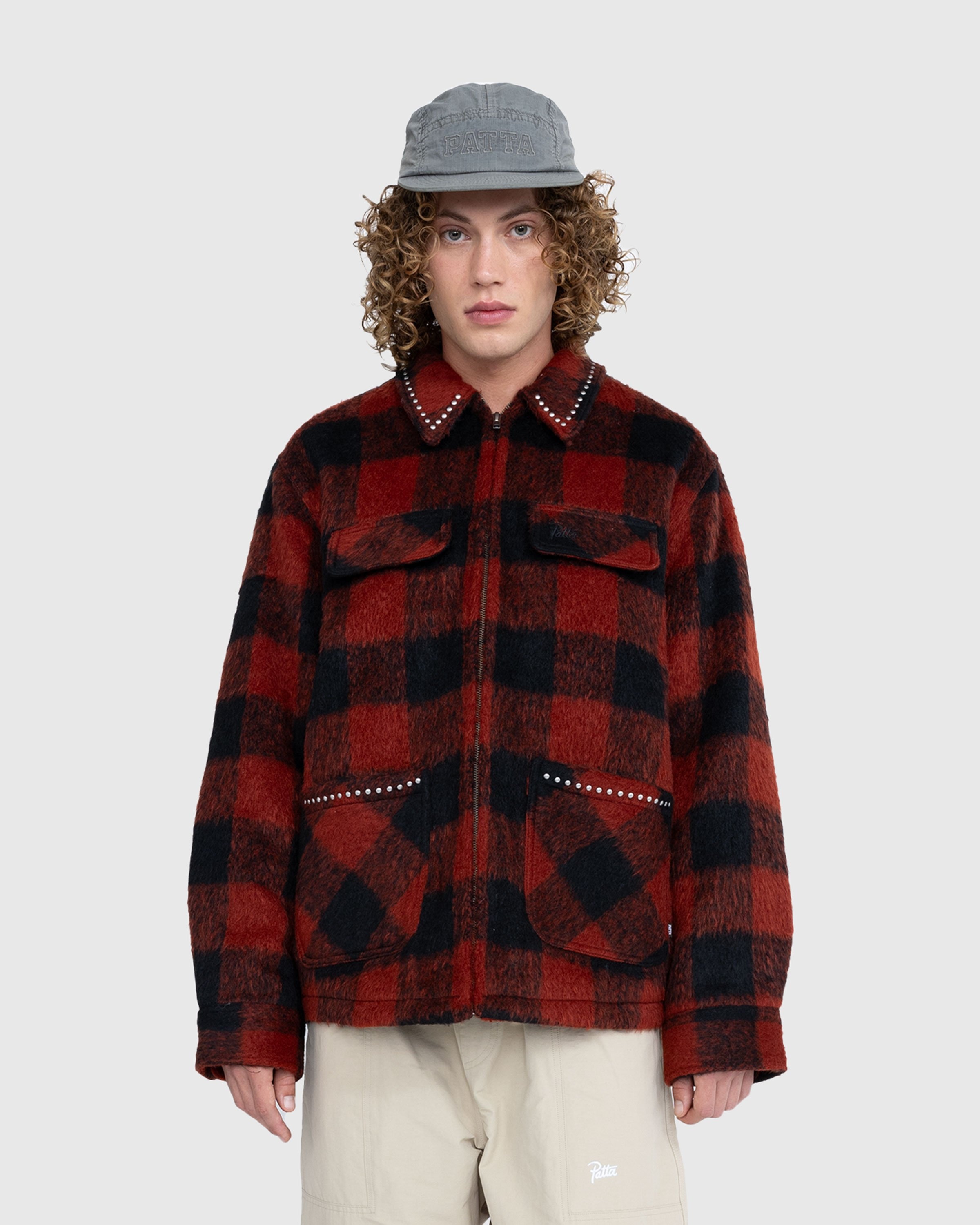 Patta CHECK CAR COAT Red Highsnobiety Shop