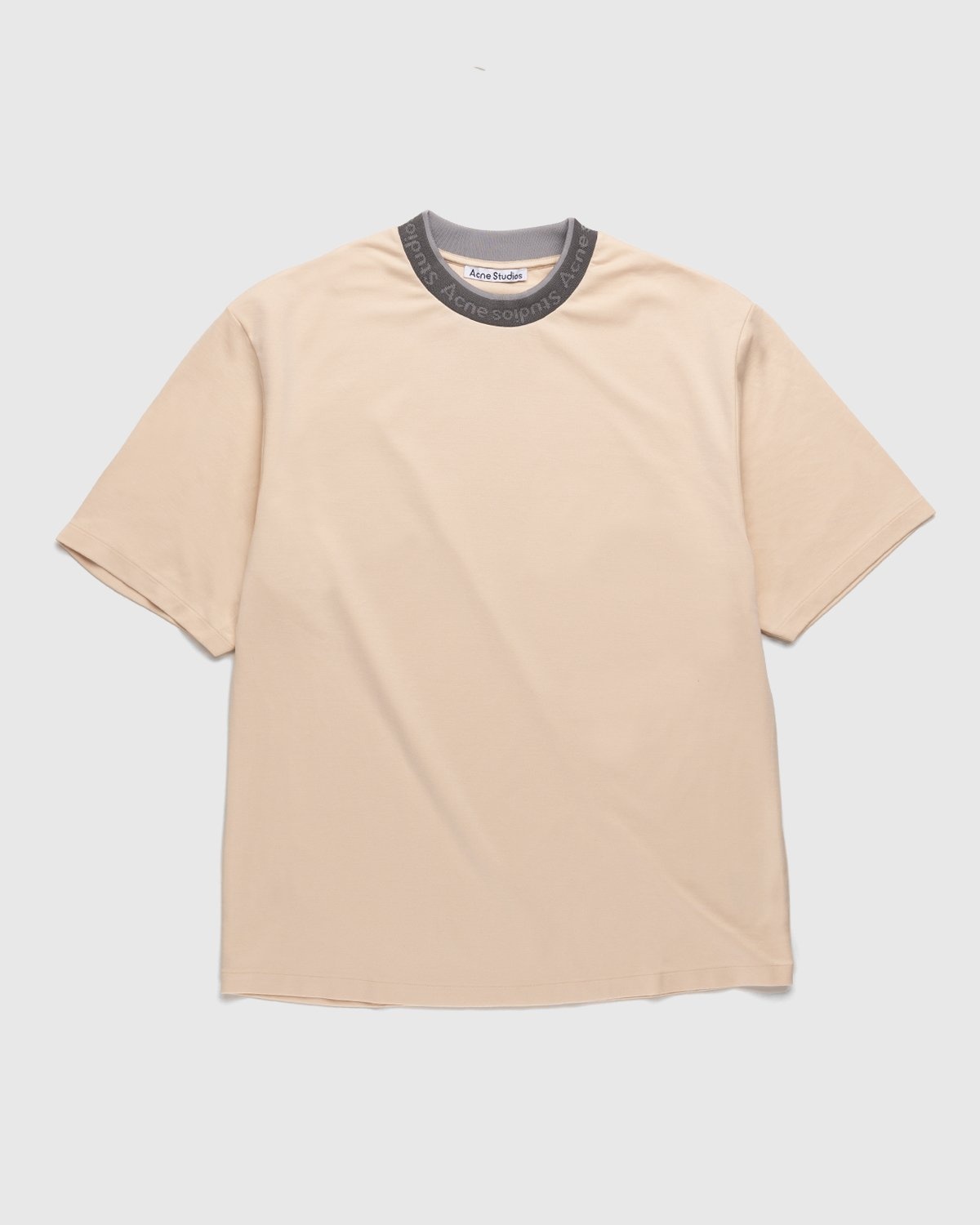 Acne Studios – Logo Collar T-Shirt Cream Beige - Tops - Beige - Image 1