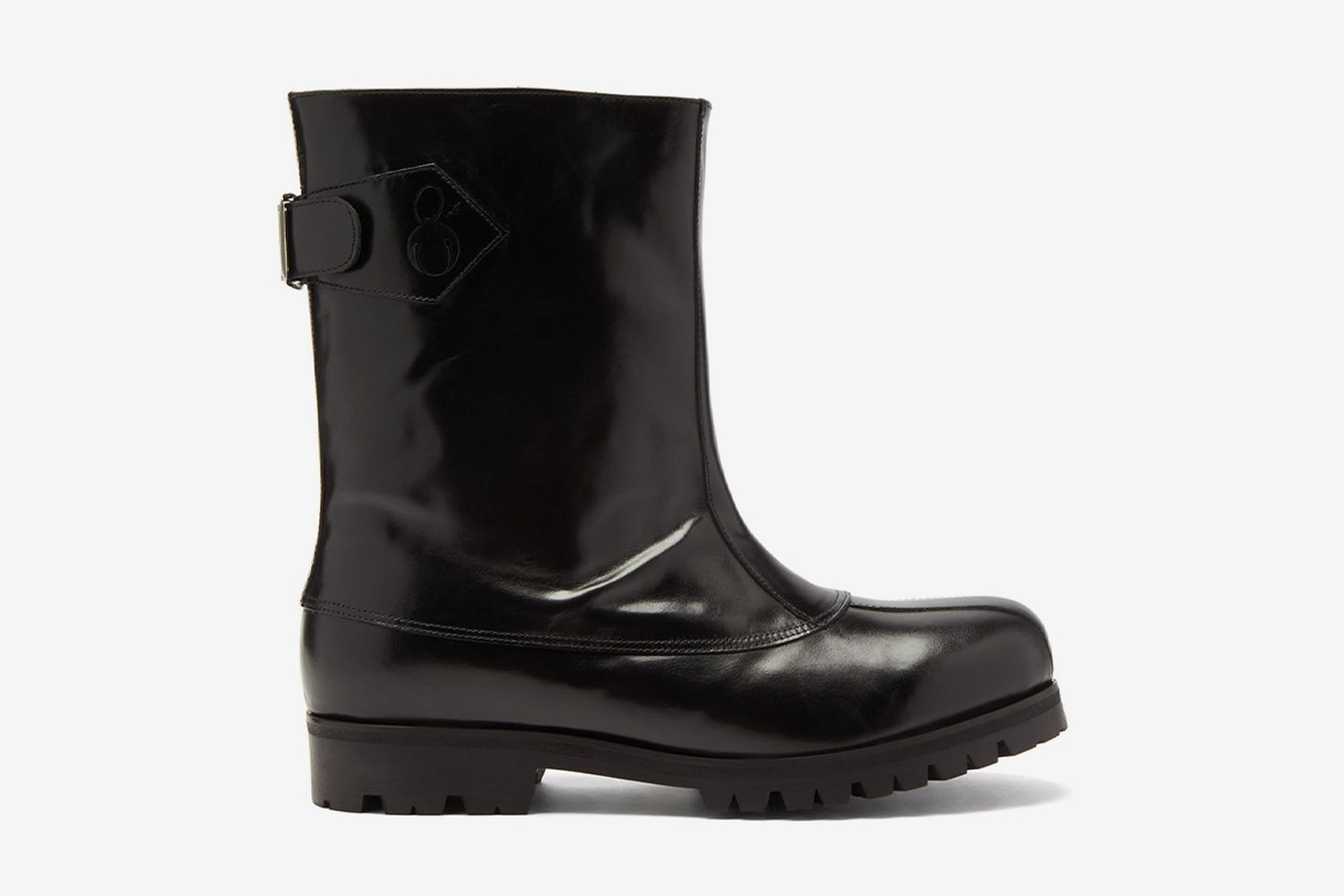 Mid-Height Leather Biker Boots