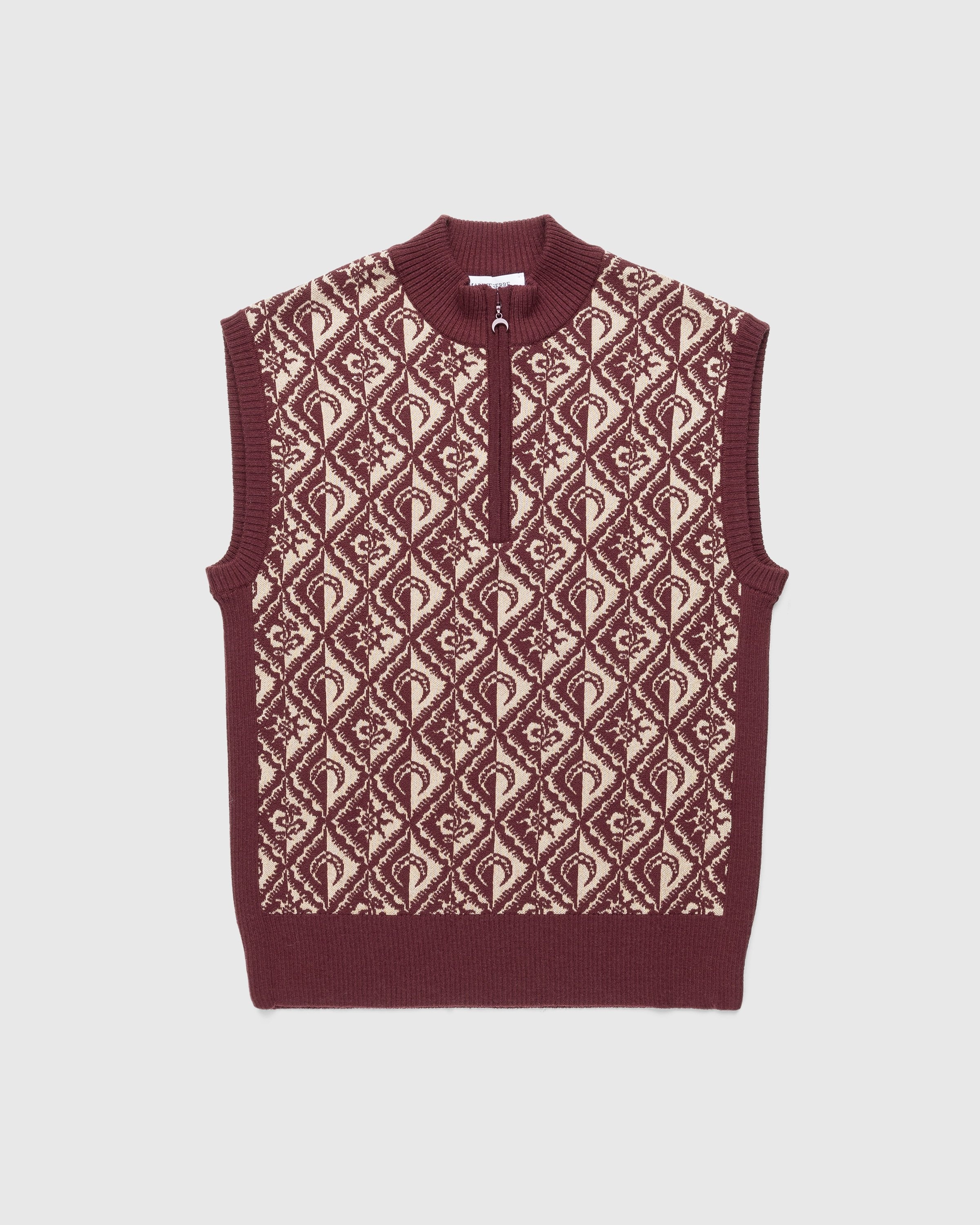 Marine Serre – Moon Diamant Knit Jacquard Sleeveless Pullover Red