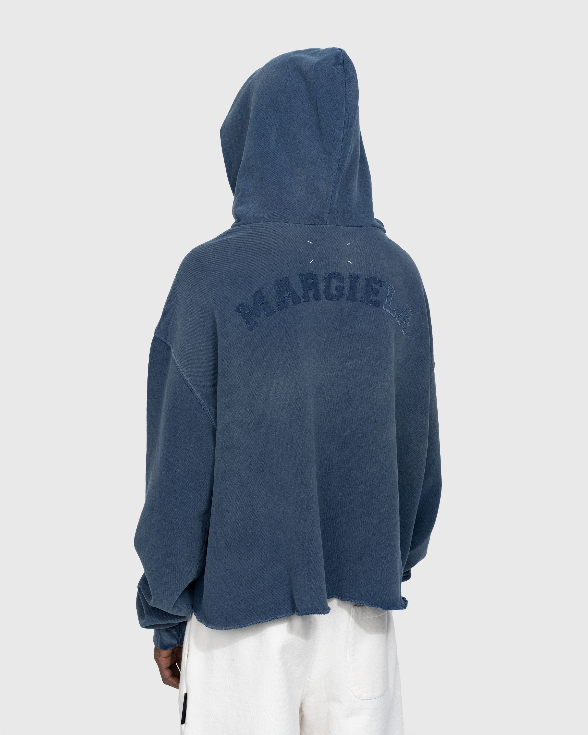 Maison Margiela – Organic Cotton Logo Hoodie Blue - Sweats - Blue - Image 3