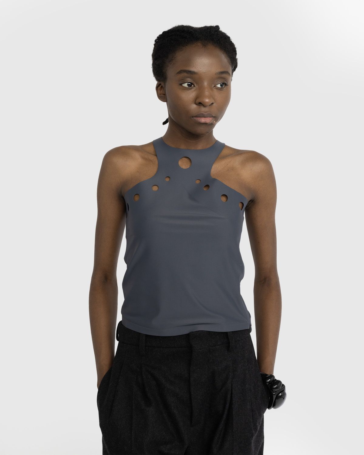 Jean Paul Gaultier – Perforated Details Tanktop - Men Tops - Grey - Image 2