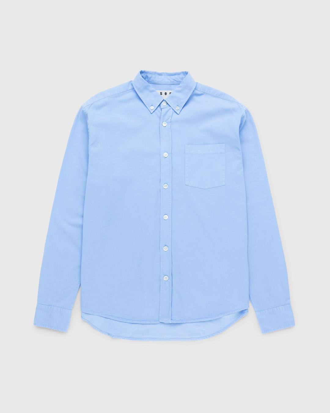 Highsnobiety HS05 – Garment-Dyed Peach Long-Sleeve Shirt Blue - Shirts - Blue - Image 1