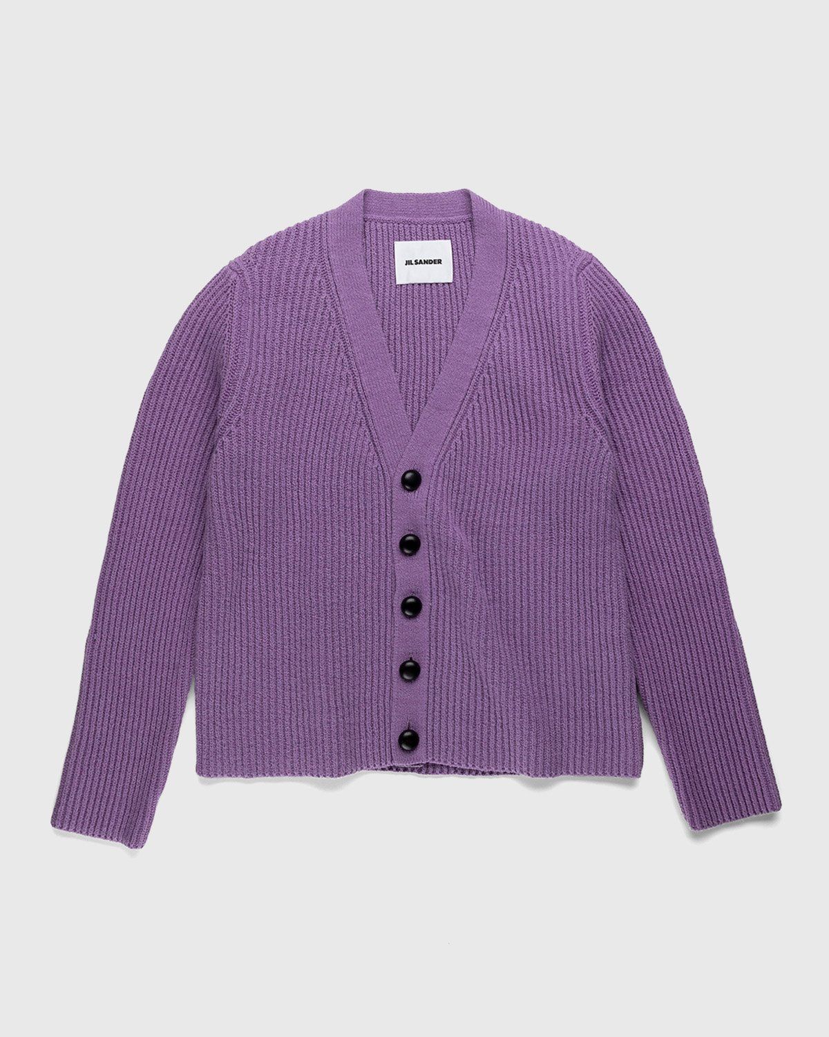 Jil Sander – Rib Knit Cardigan Medium Purple - Cardigans - Purple - Image 1