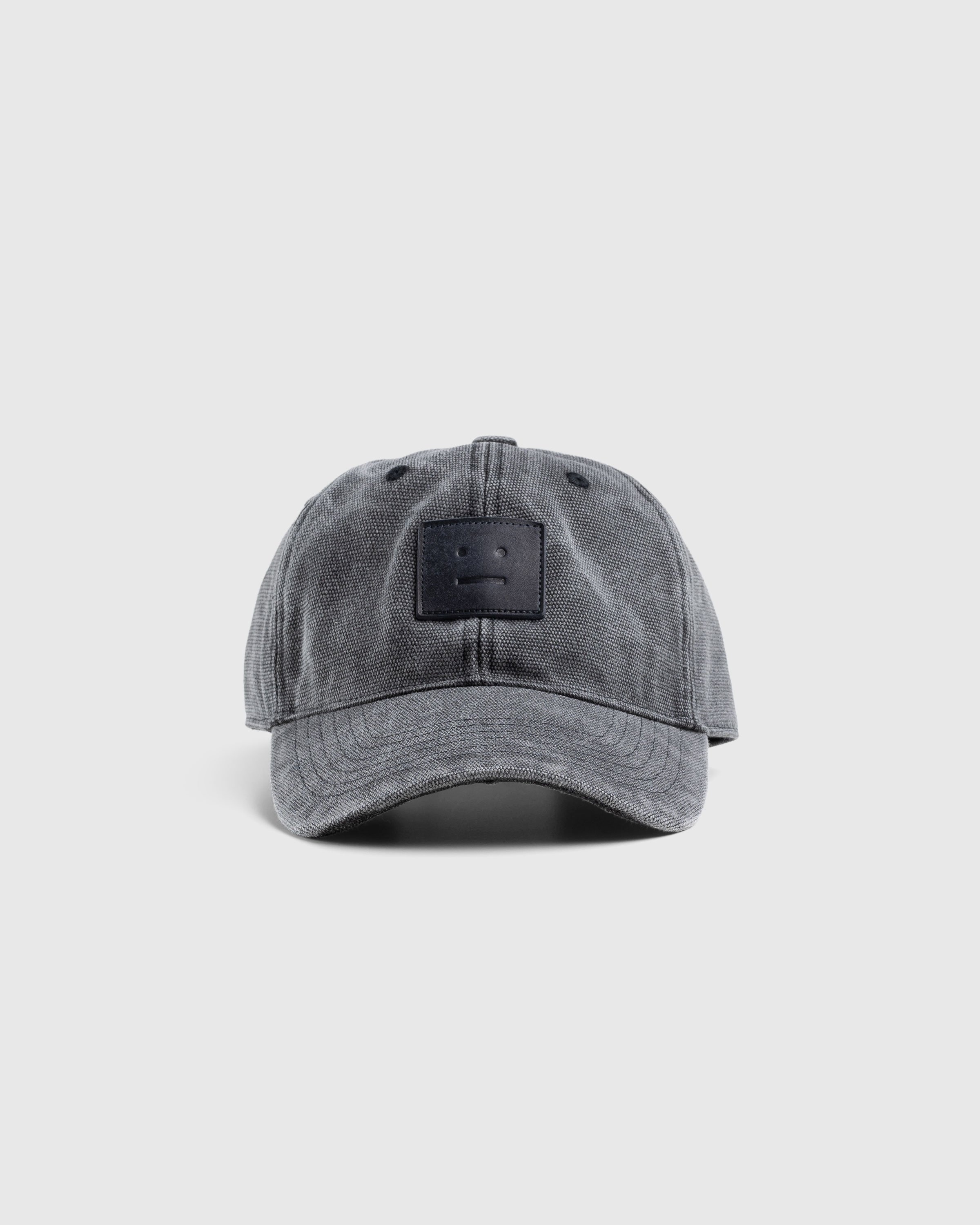 Acne Studios – Leather Face Logo Baseball Cap Grey - Hats - Grey - Image 2