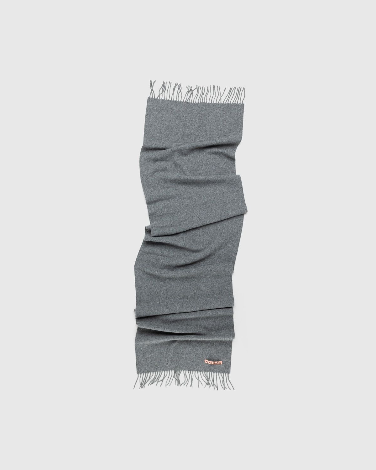 Acne Studios – Wool Fringe Scarf Grey Melange - Knits - Grey - Image 1