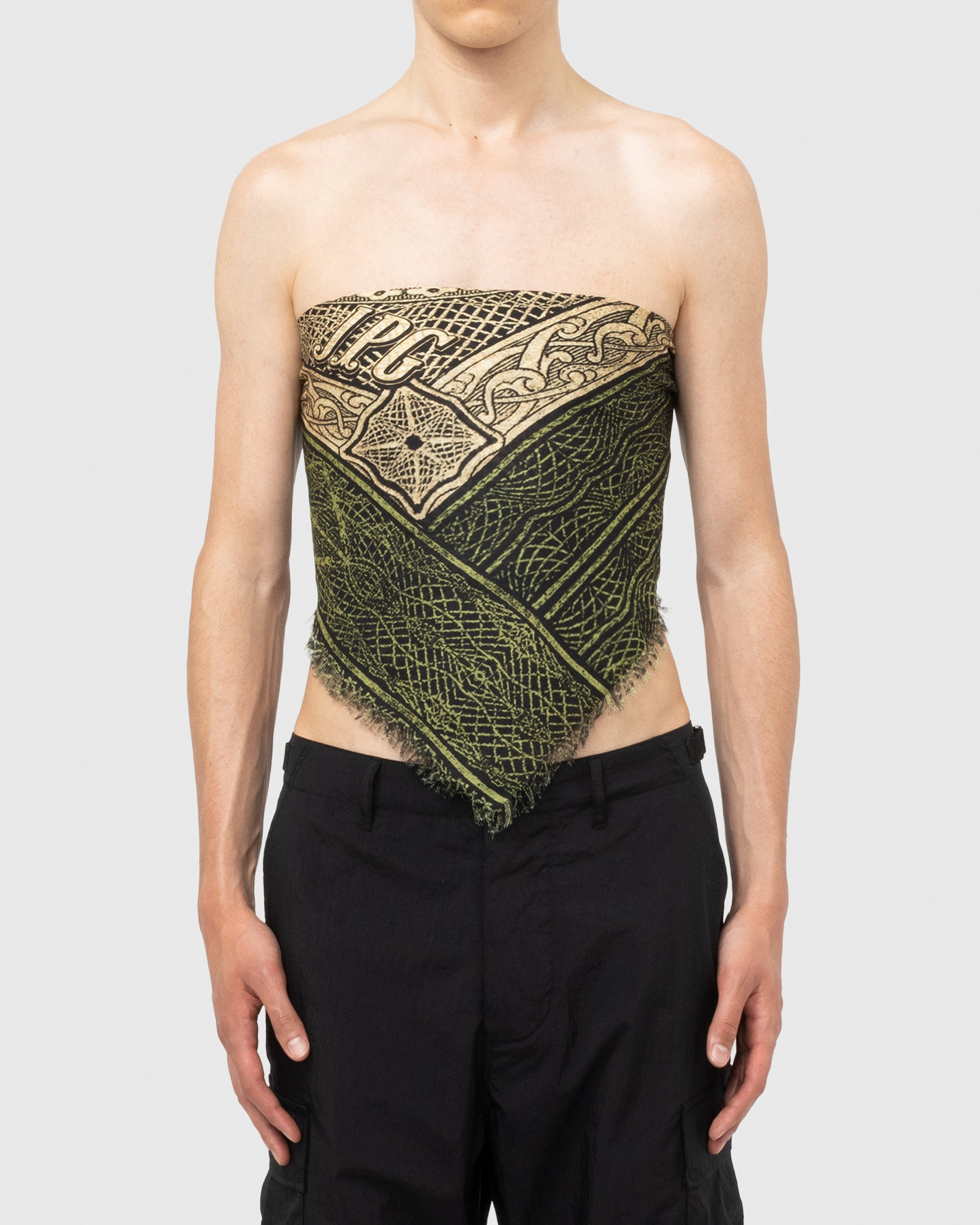 Jean Paul Gaultier – Cartouche Scarf Green/Ecru/Black/Orange - Scarves - Green - Image 7