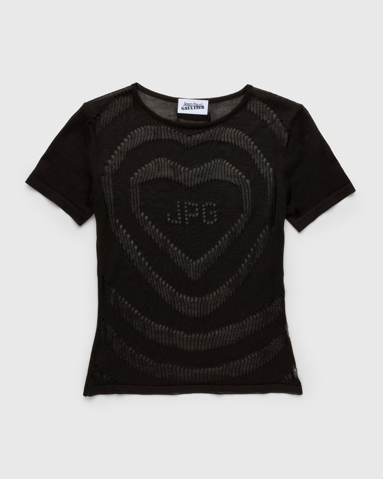 Jean Paul Gaultier – Open-Worked JPG Heart T-Shirt Dark Brown