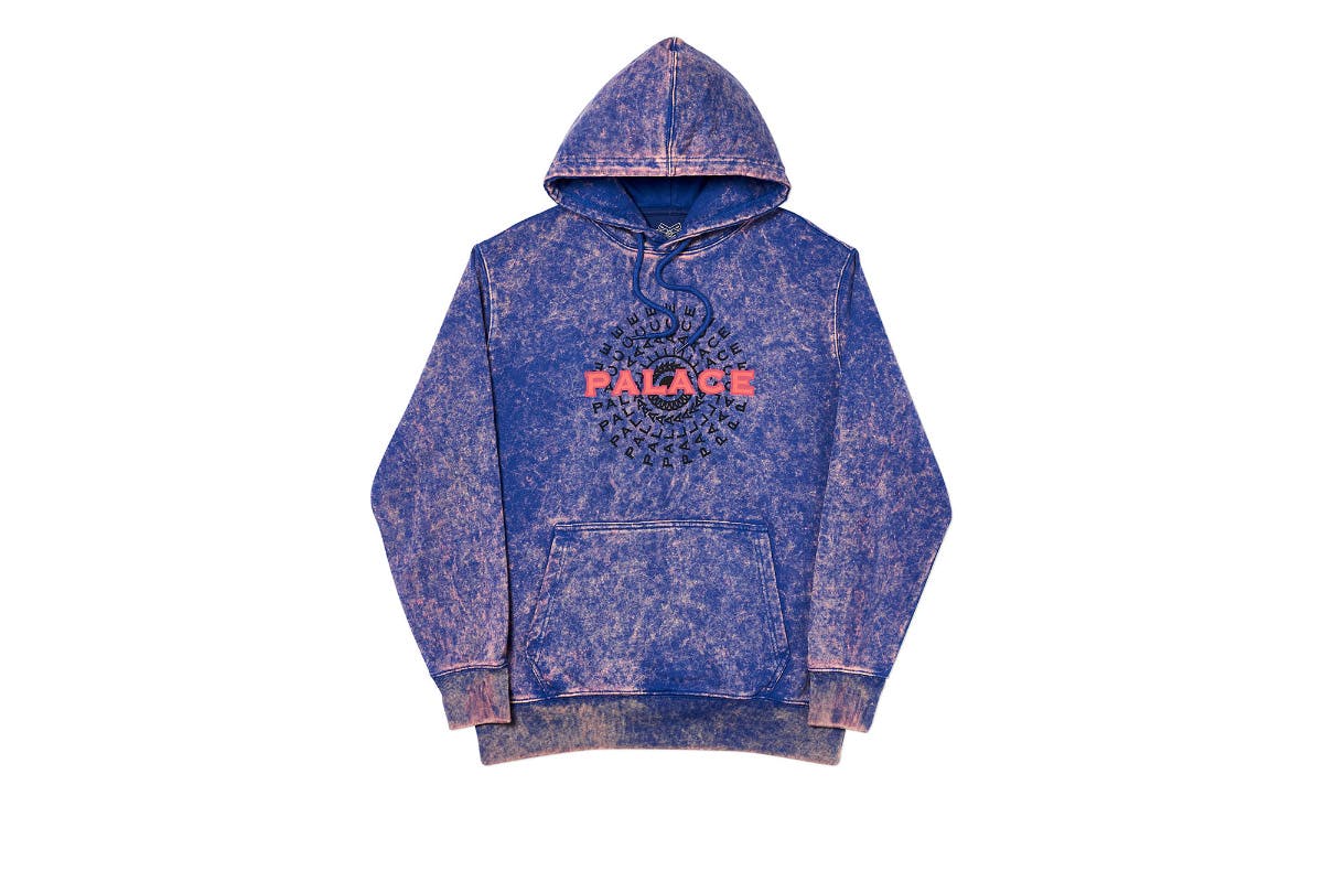 Palace 2019 Autumn Hood Piricle Acid Wash Blue Front