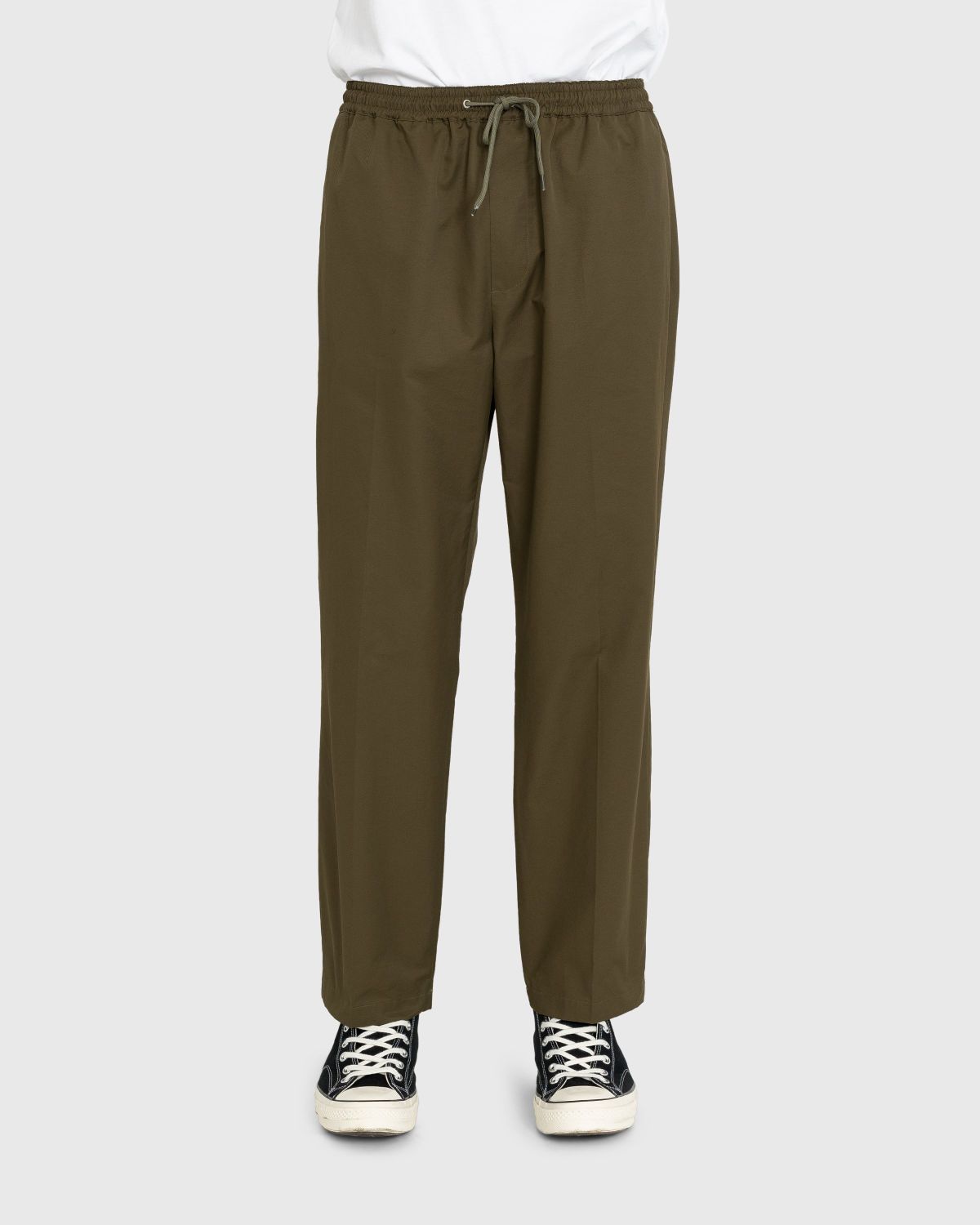 Highsnobiety – Cotton Nylon Elastic Pants Olive - Pants - Green - Image 3