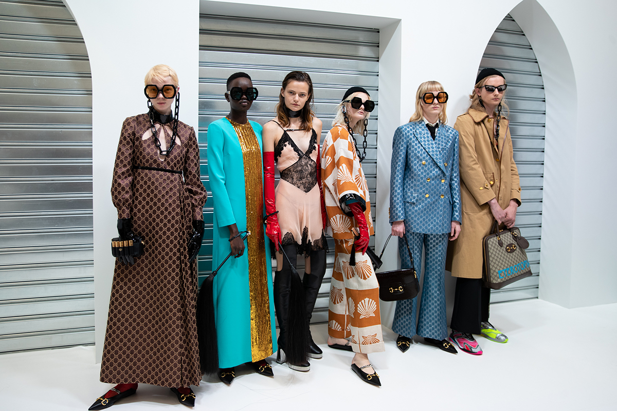 models line up for Gucci ss20 runway