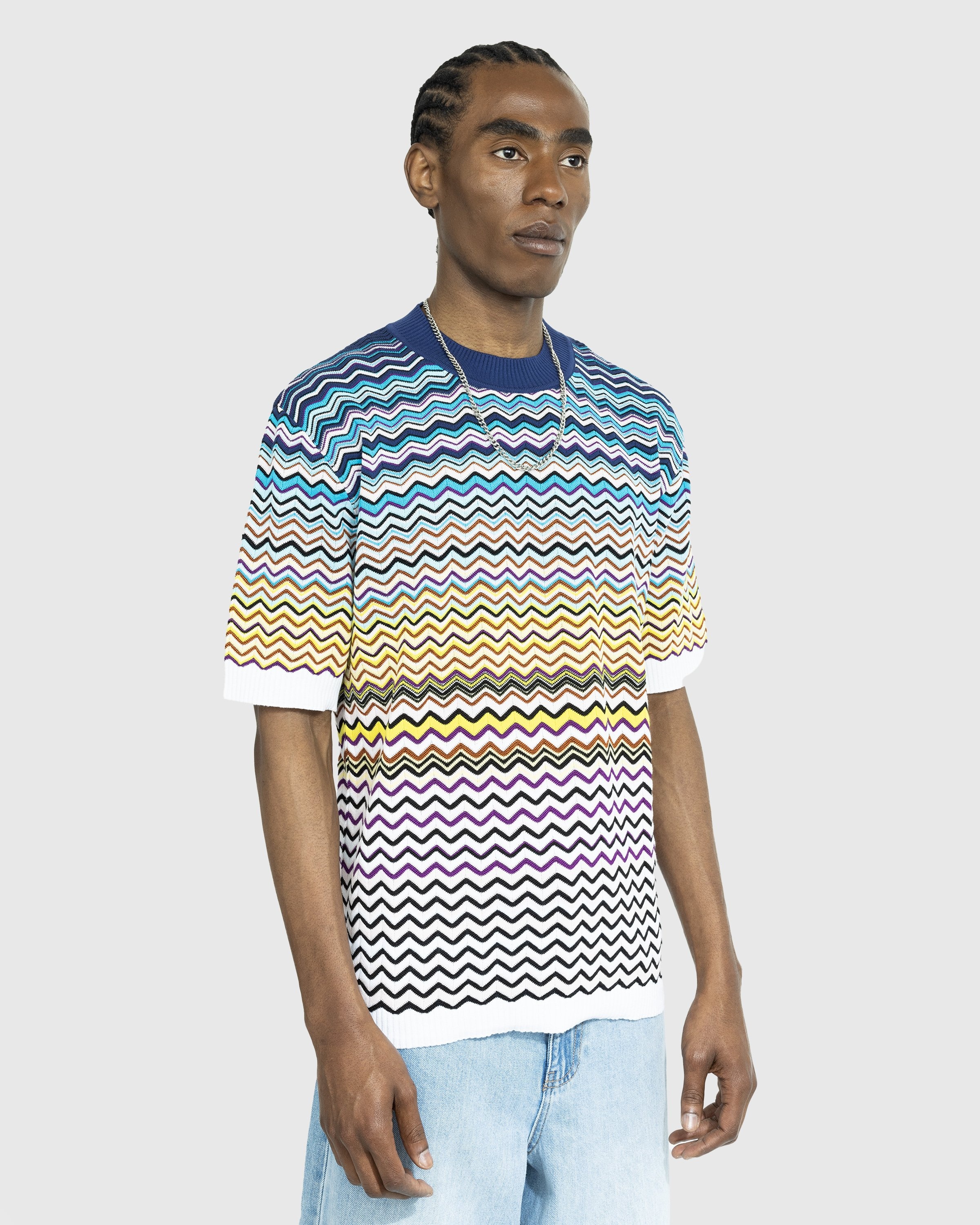 Missoni – Chevron T-Shirt Blue/Black/White - Tops - Black - Image 2