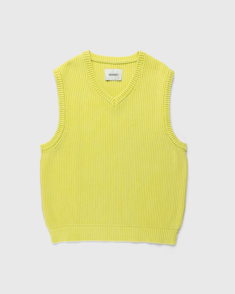 Pigment Dyed Loose Knit Sweater Vest Yellow