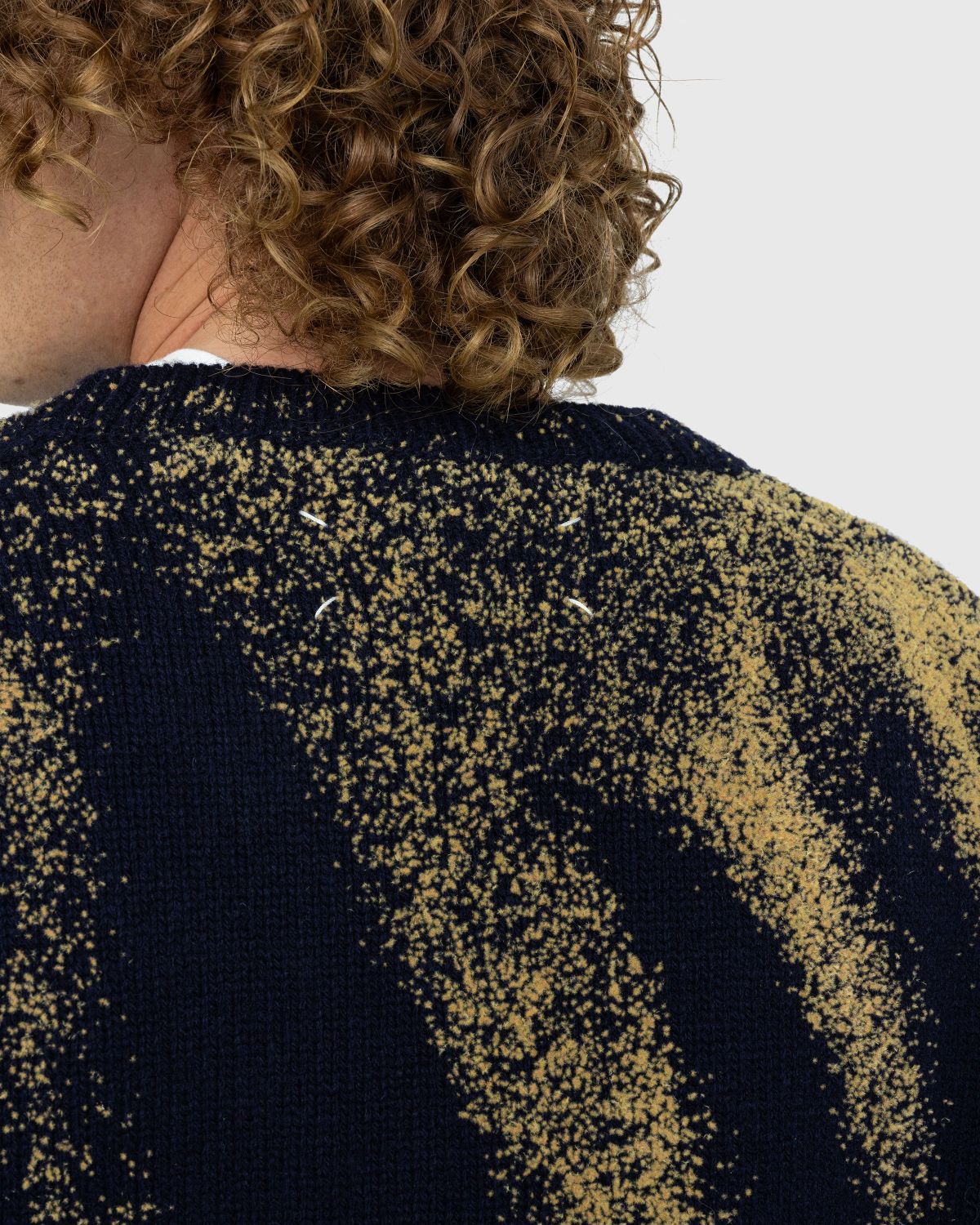 Maison Margiela – Wool V-Neck Sweater Navy - Knitwear - Blue - Image 4