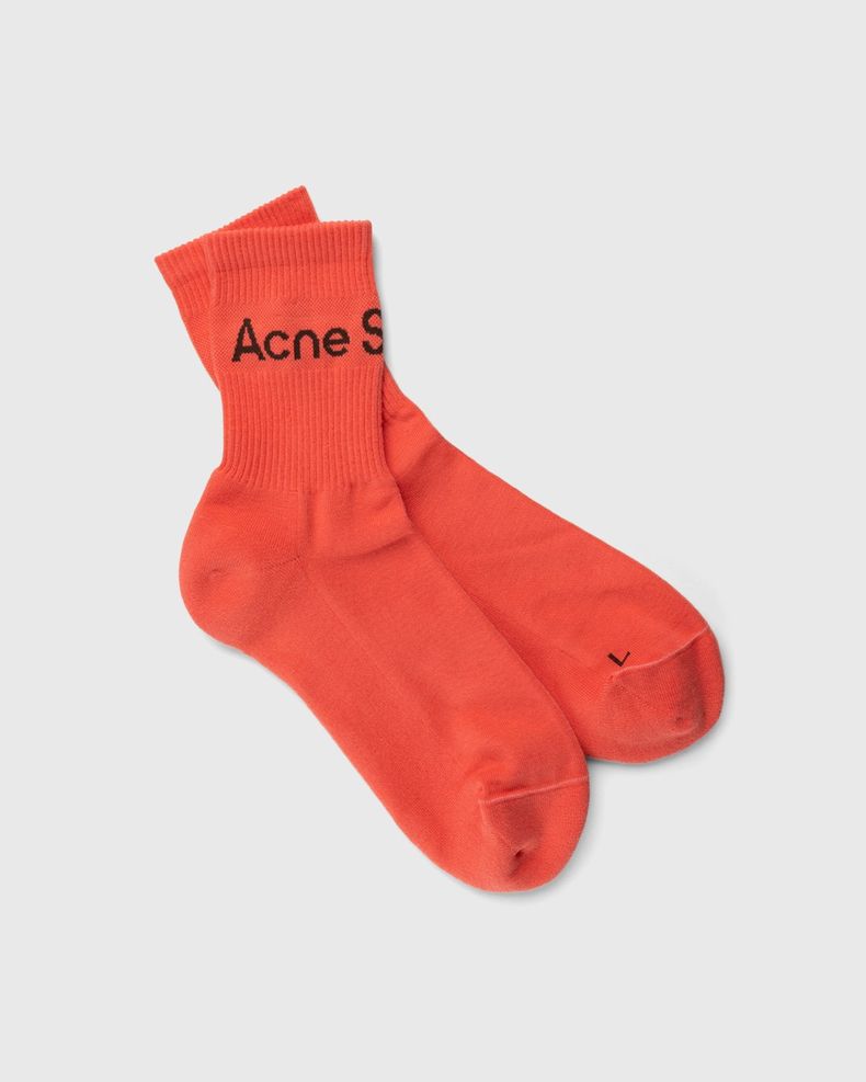 Acne Studios – Ribbed Logo Socks Blossom Pink