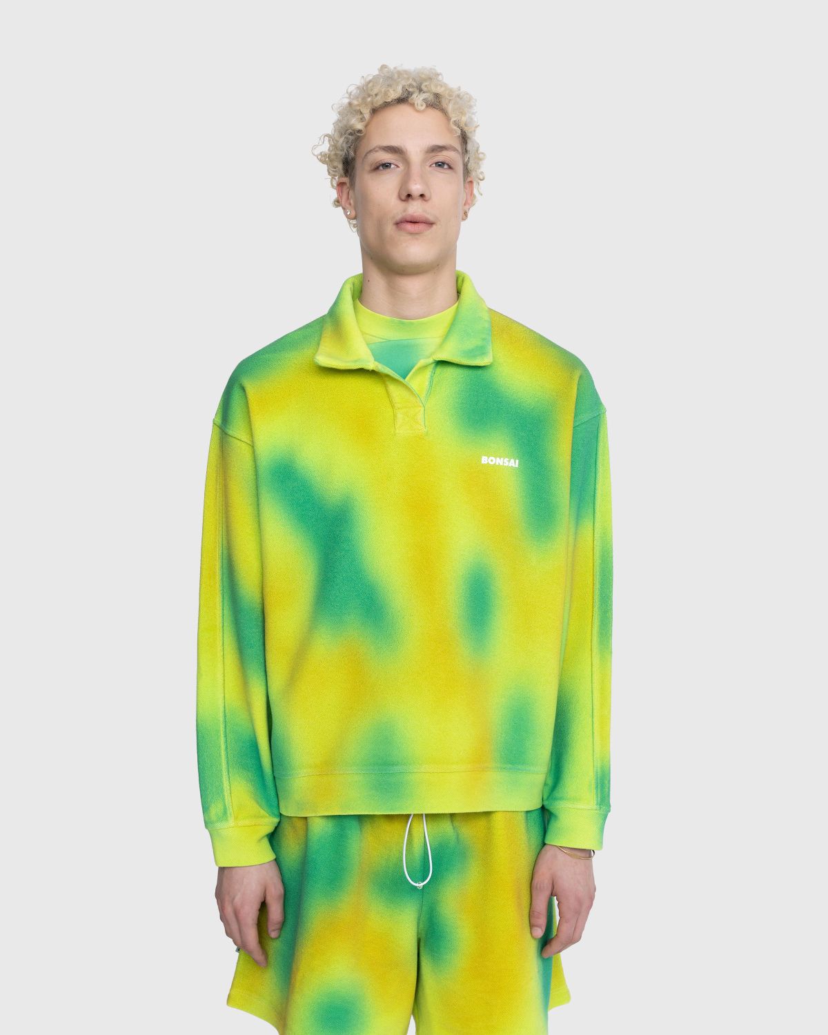 Bonsai – Spray Dyed Longsleeve Polo Yellow - Knitwear - Yellow - Image 2