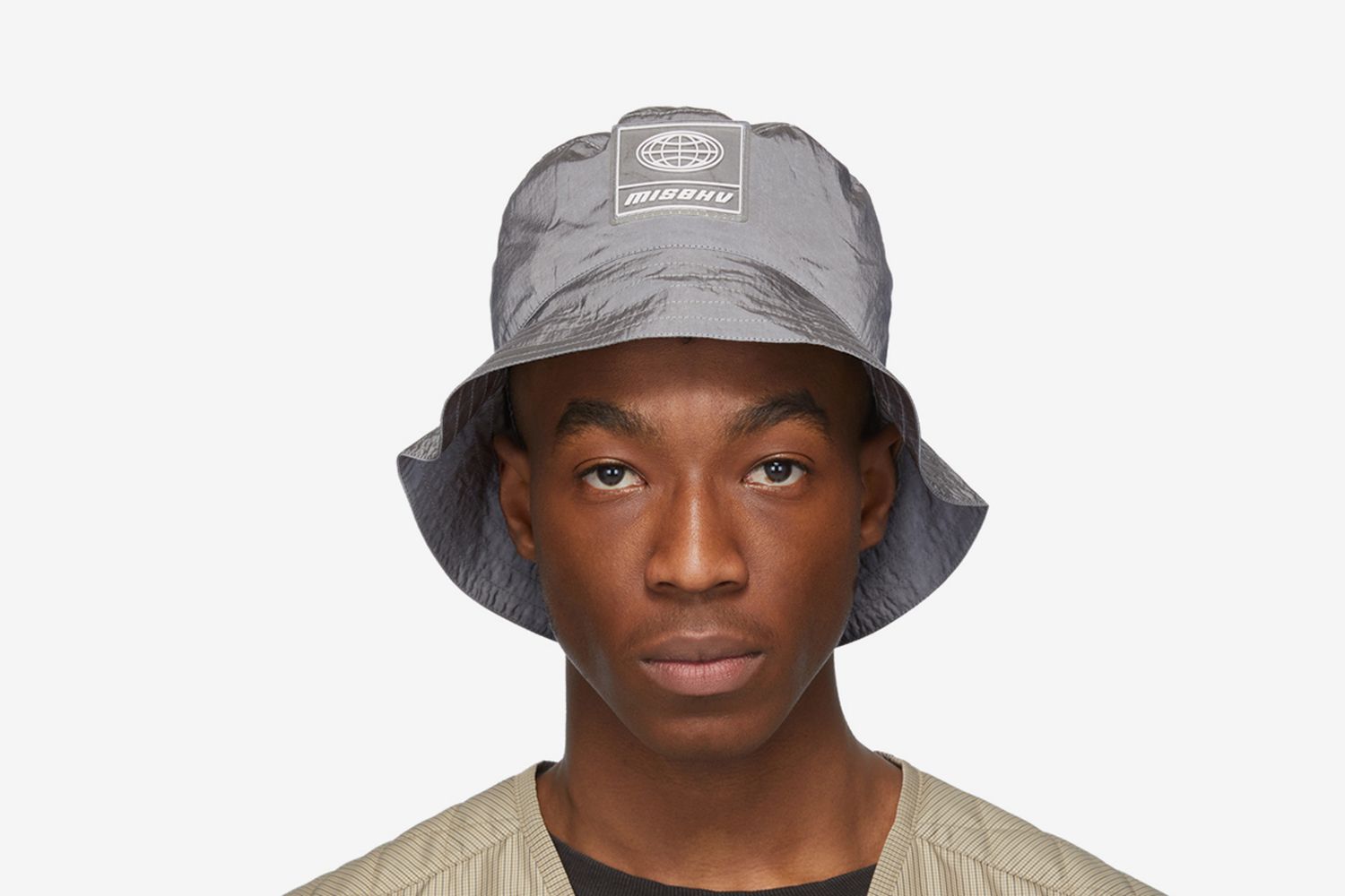 Grey Nylon Bucket Hat