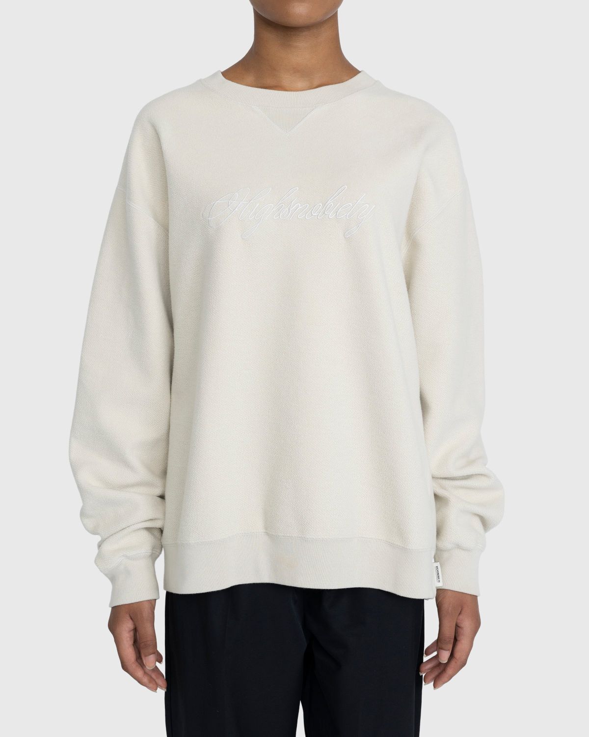 Highsnobiety – Script Logo Reverse Fleece Crew Beige - Sweats - Beige - Image 2