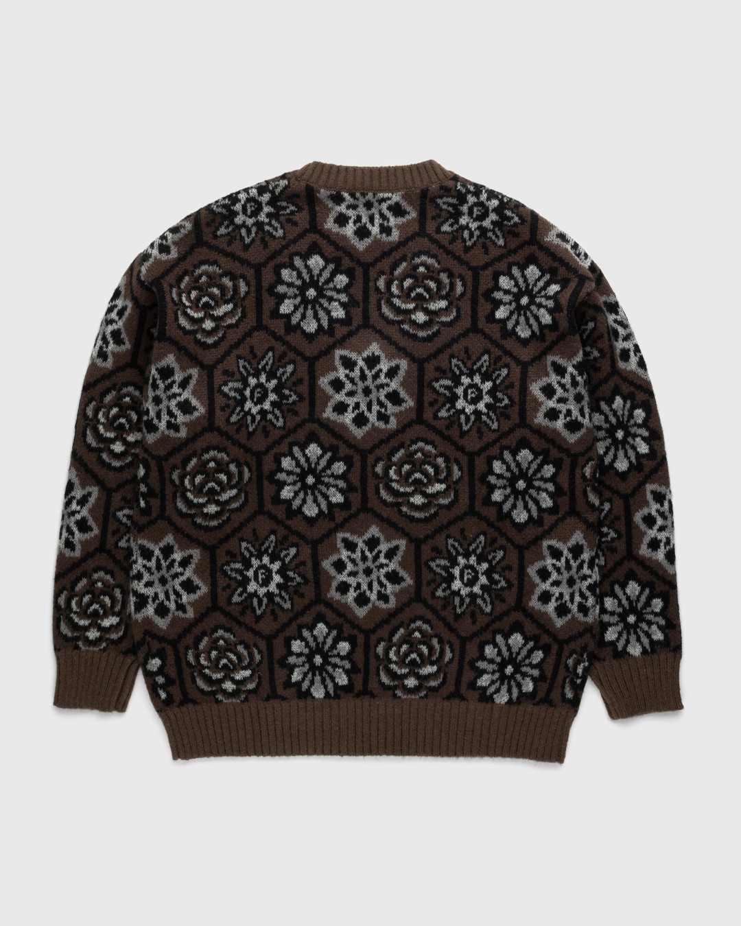 Patta – Wall Flower Knitted Zip Cardigan Chestnut/Dark Gull Grey - Knitwear - Brown - Image 2