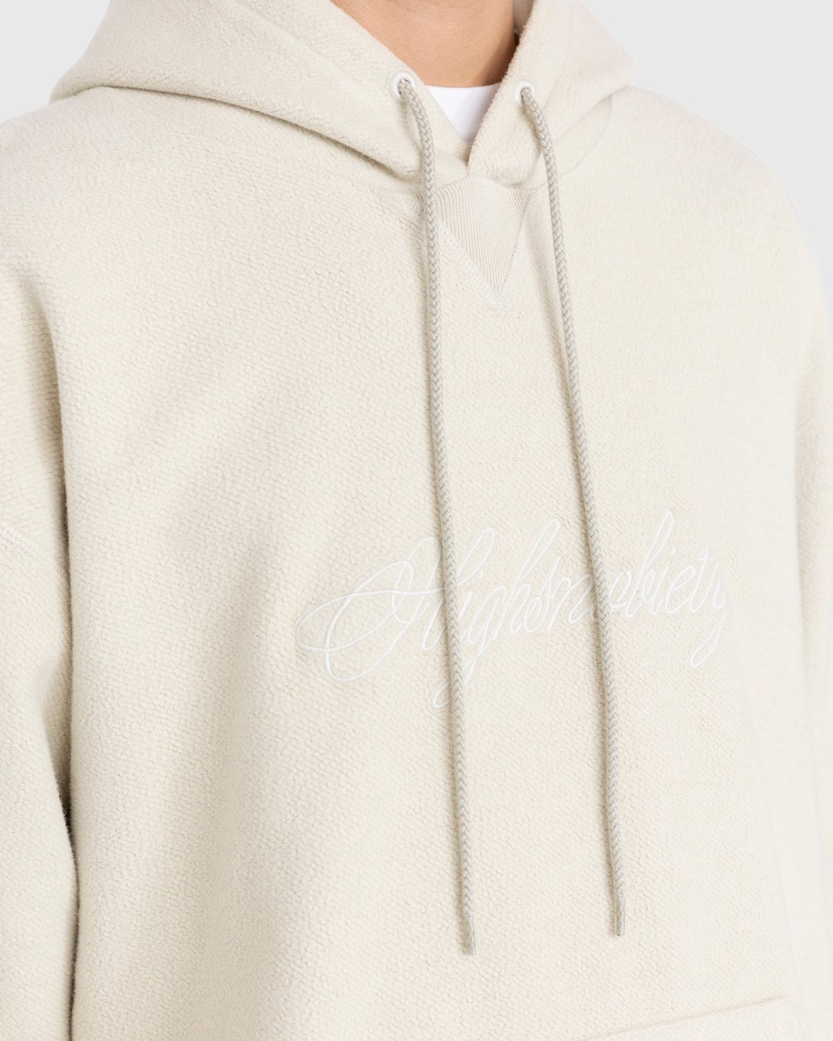 Highsnobiety – Script Logo Reverse Fleece Hoodie Beige - Sweats - Beige - Image 6