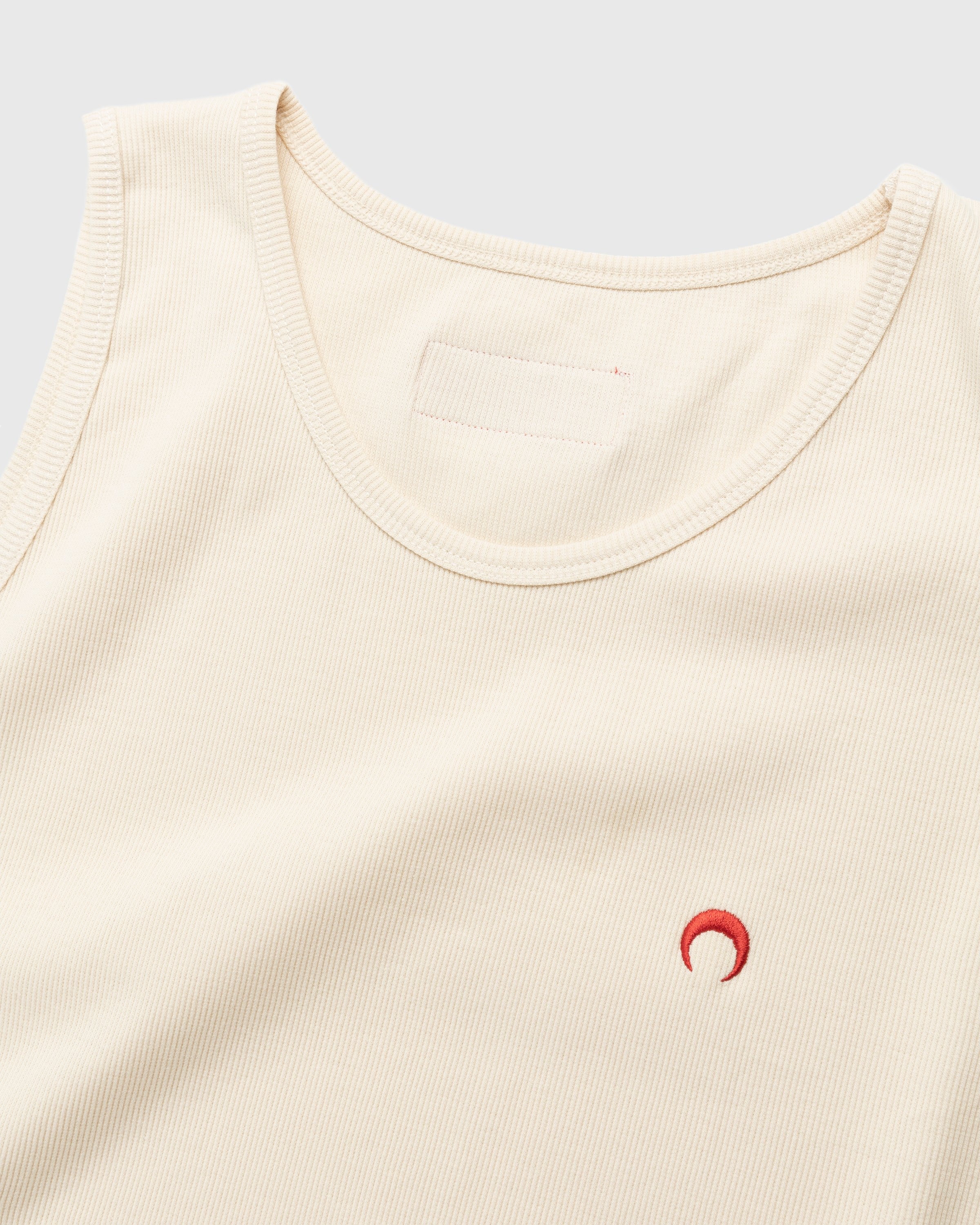 Marine Serre – Organic Cotton Ribbed Tank Top Beige - Men Tops - Beige - Image 4