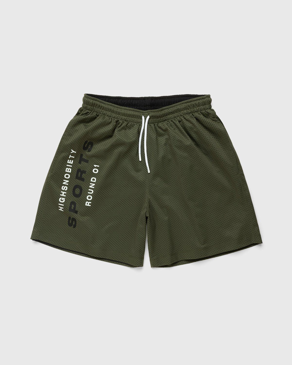 Highsnobiety – HS Sports Reversible Mesh Shorts Black/Khaki - Shorts - Green - Image 1