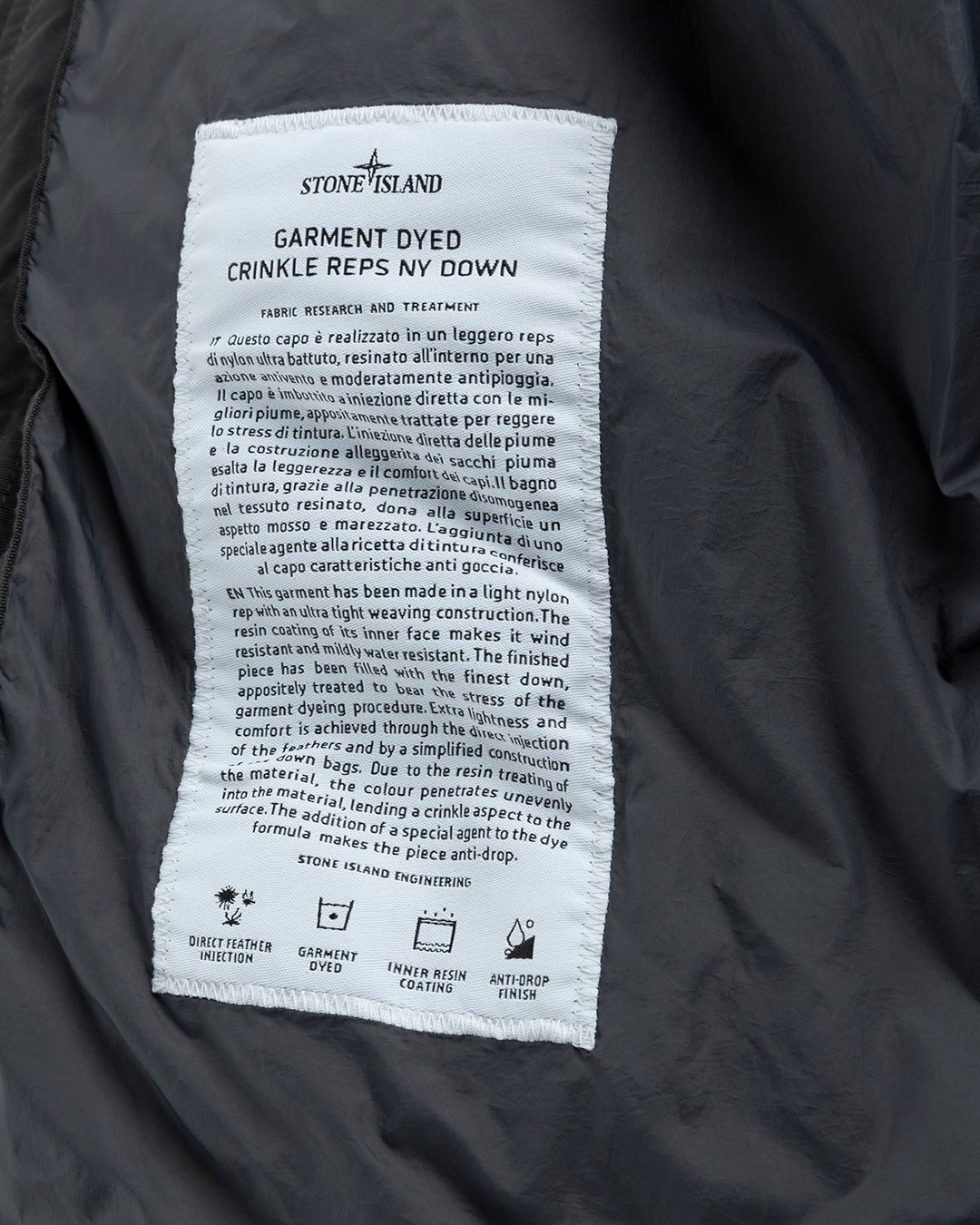 Stone Island – Garment Dyed Real Down Blouson Charcoal - Parka Jackets - Black - Image 7