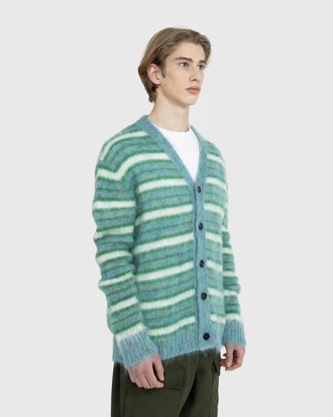 Marni – Striped Mohair Cardigan Blue - Knitwear - Blue - Image 2