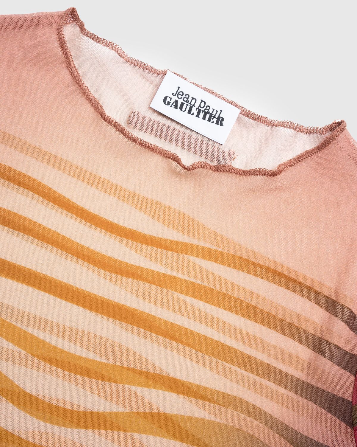 Jean Paul Gaultier – Crewneck Long Sleeves Printed Morphing Stripes Red - Longsleeves - Red - Image 5
