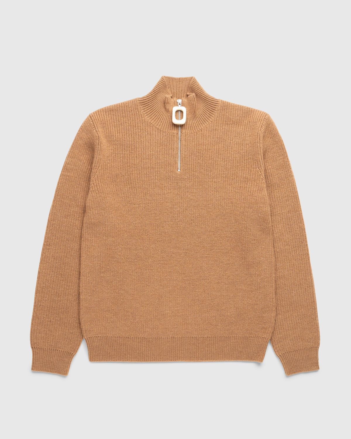 J.W. Anderson – Quarter-Zip Knit Jumper Praline - Knitwear - Brown - Image 1