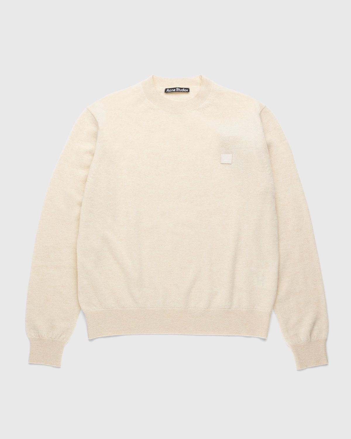 Acne Studios – Wool Crewneck Sweater Oatmeal Melange - Knitwear - Beige - Image 1