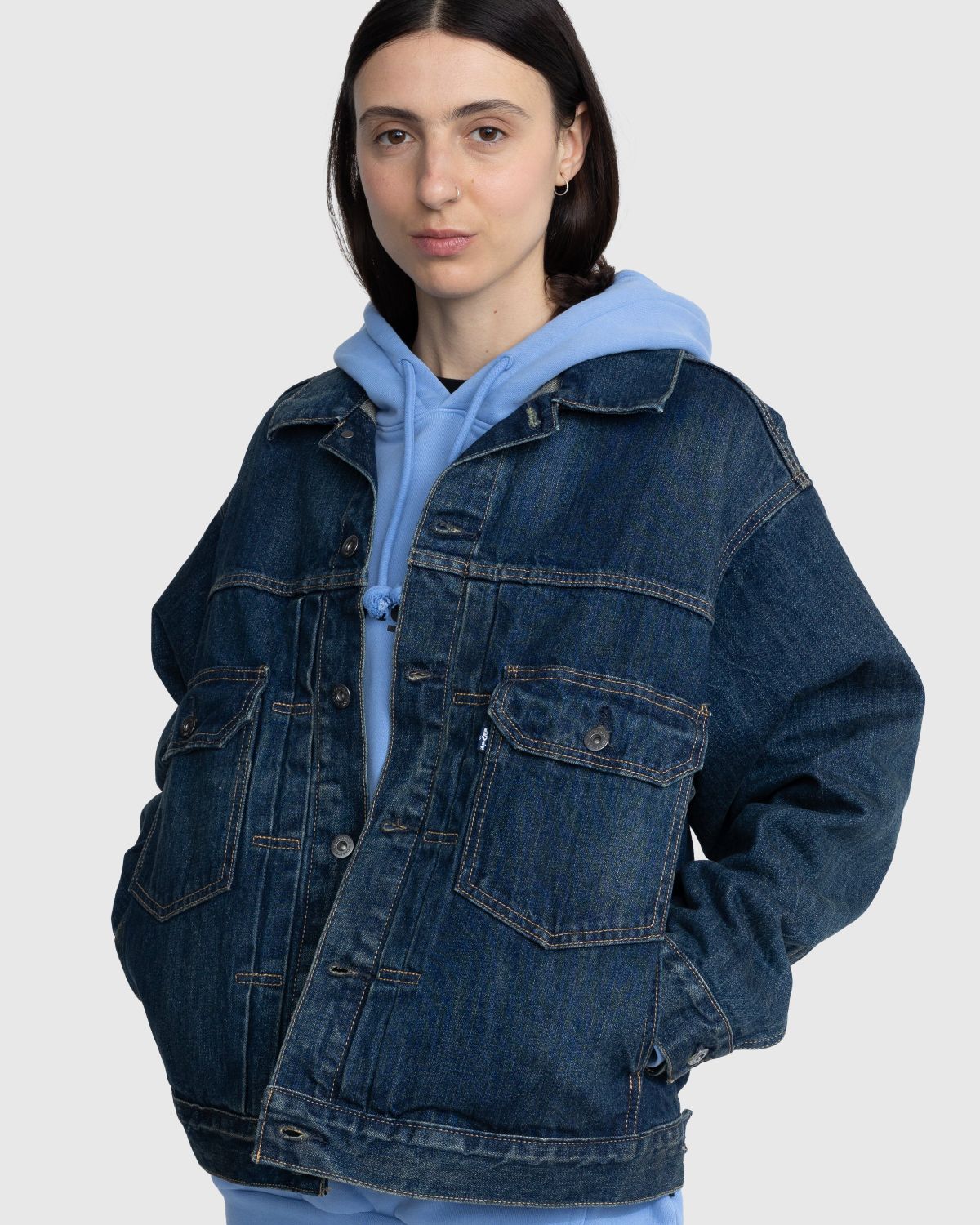 Levi's Oversize Denim Trucker Jacket in Medium Indigo Worn in