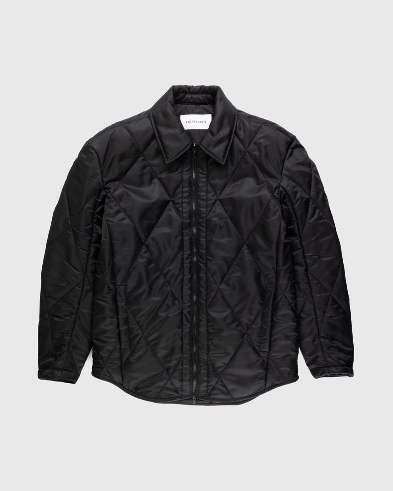 Diamond-Quilted Nylon Jacket Black