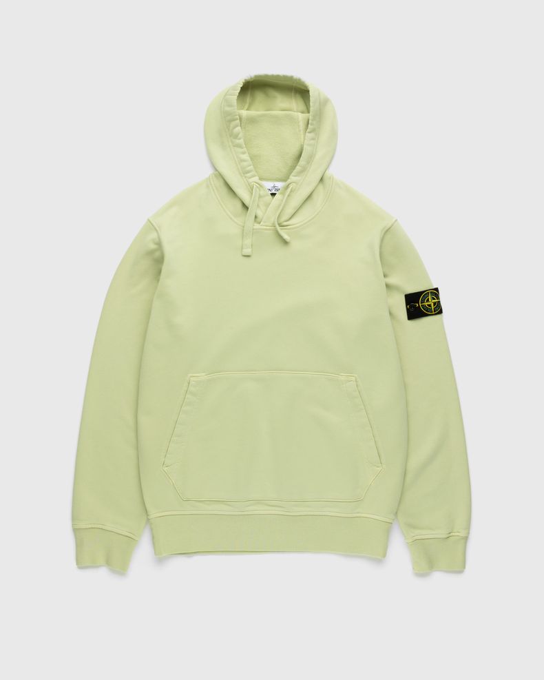 Stone Island –  64151 Garment-Dyed Cotton Fleece Hoodie Light Green 
