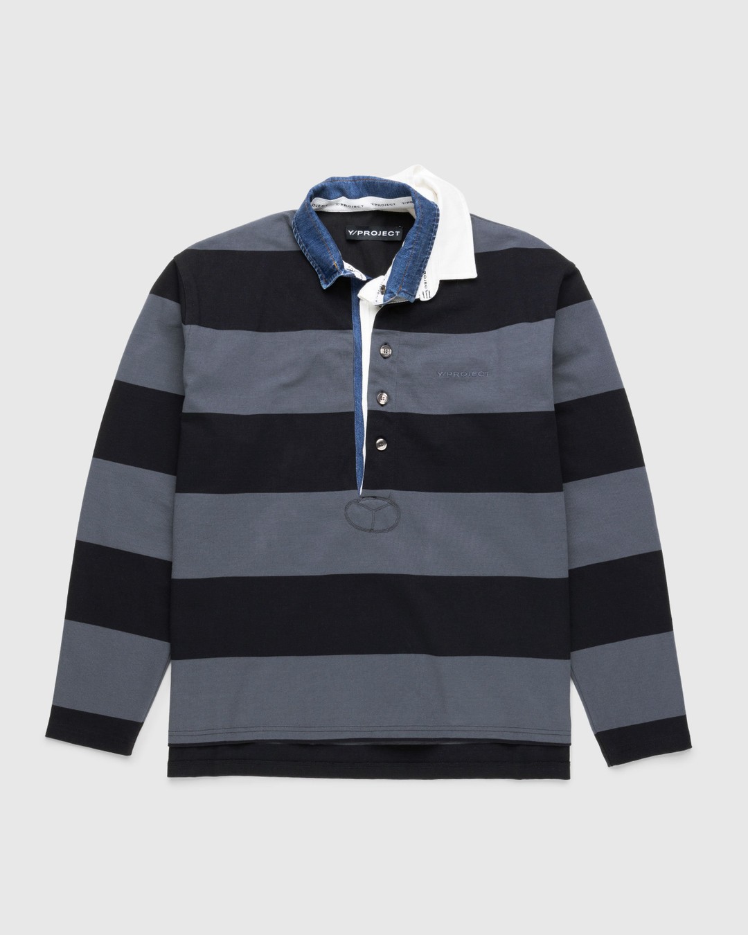 Y/Project – Triple Collar Rugby Polo Black/Grey - Shirts - Grey - Image 1