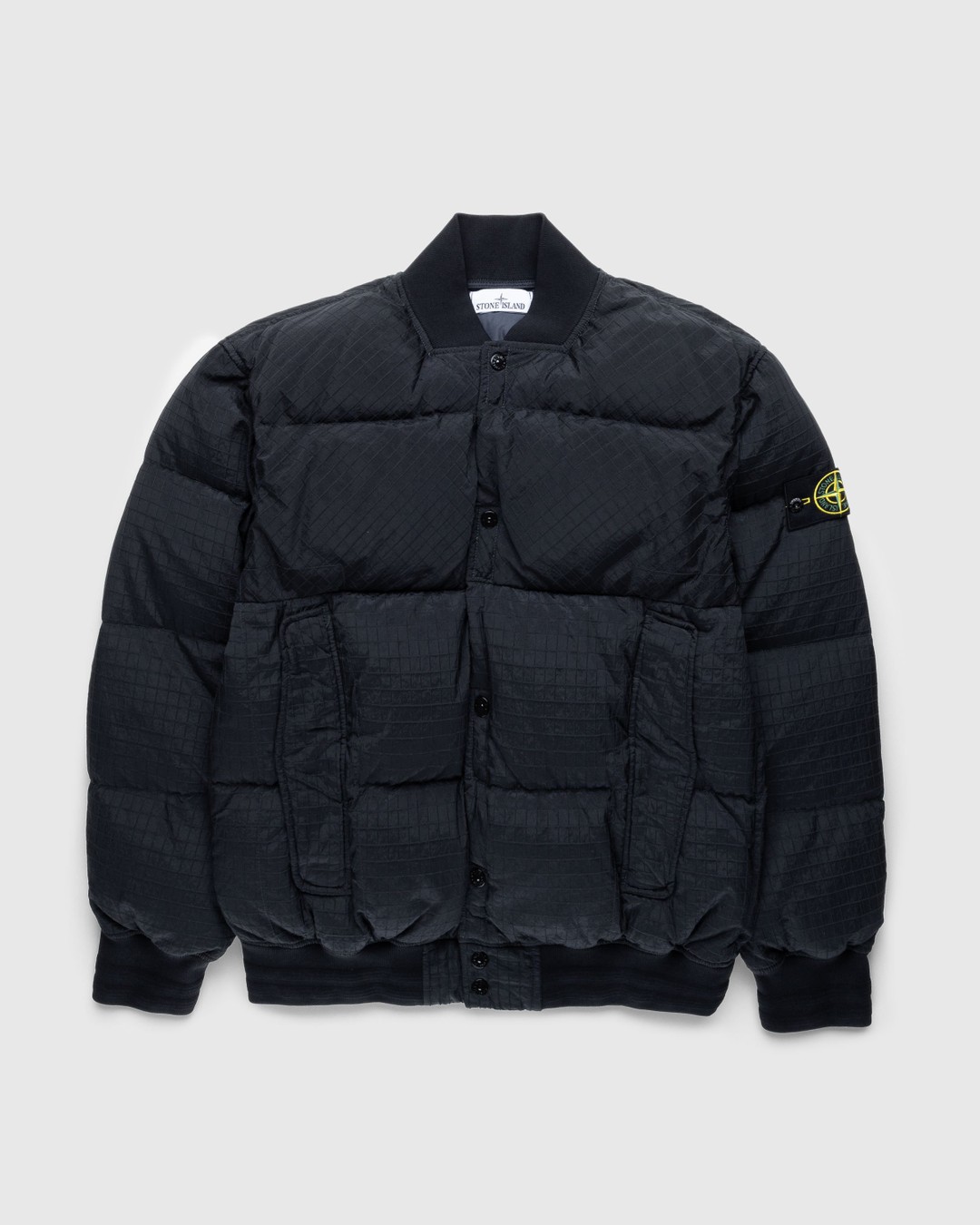 STONE ISLAND Size L Black Quilted Cotton / Nylon Rip Stop Down